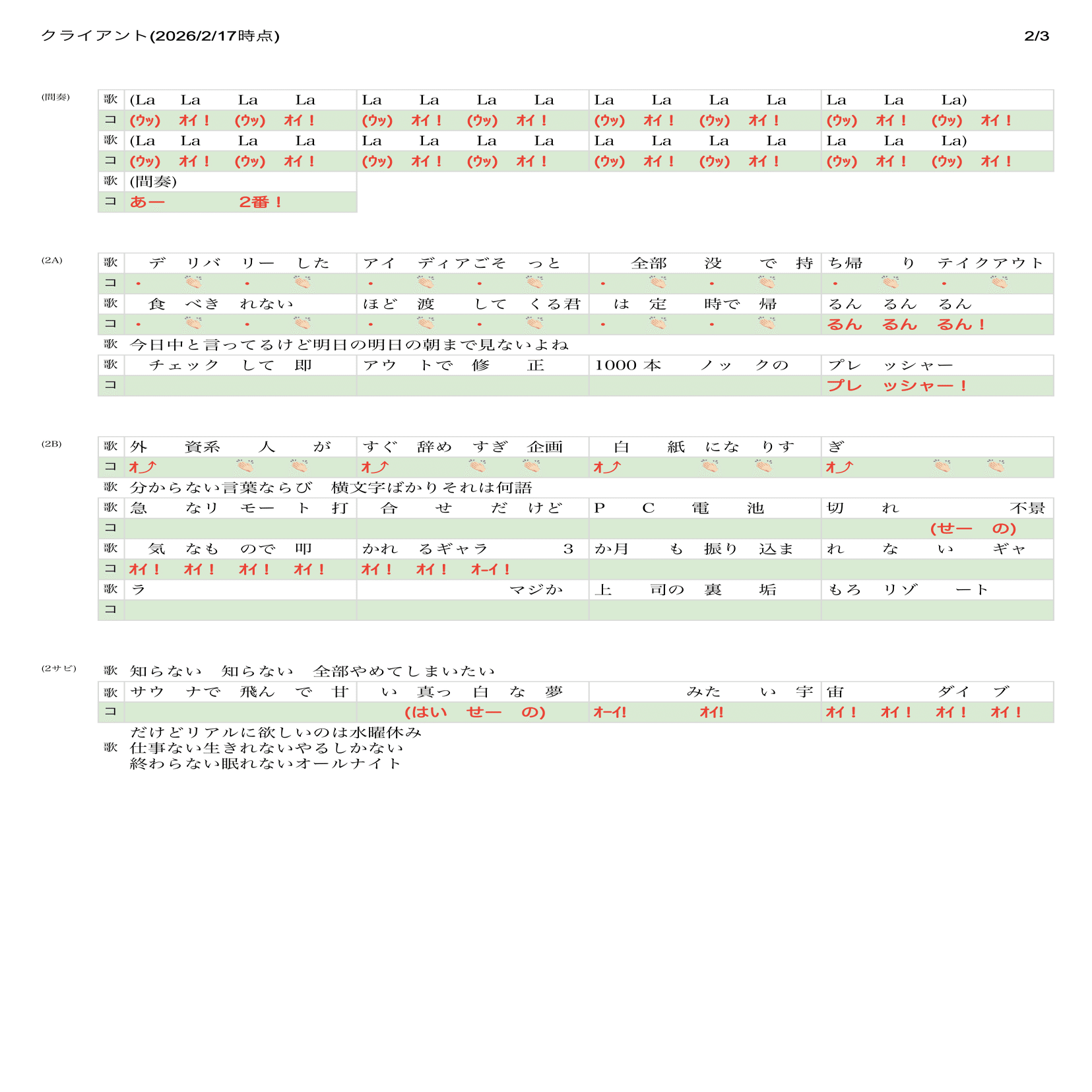 コール】クライアント - ラフ×ラフ｜ラフ×ラフ楽曲コールまとめ