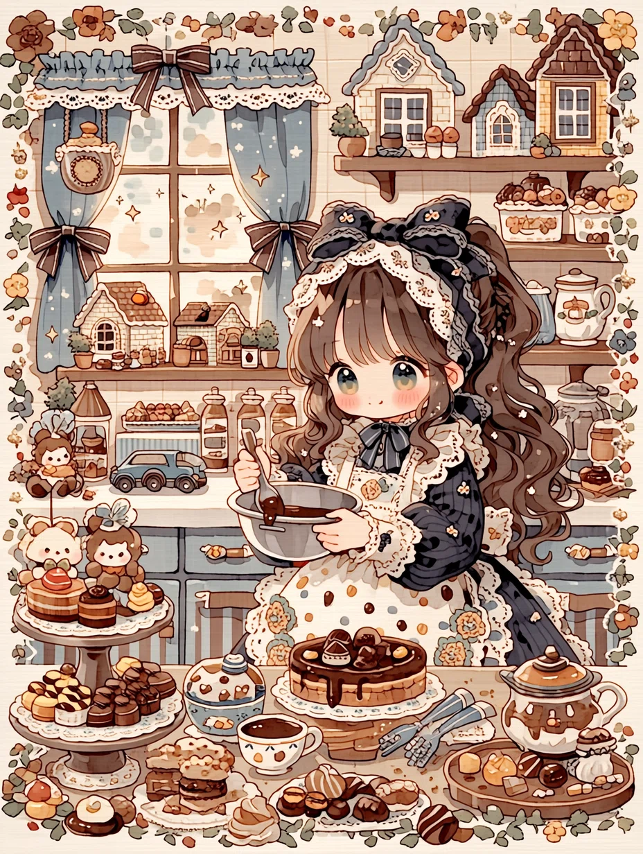 チョコレートと女の子｜イラストギャラリー｜ぷわぽのん