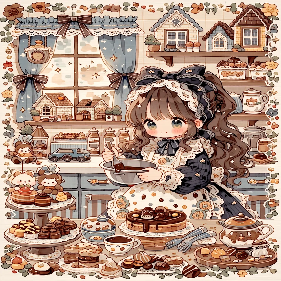 チョコレートと女の子｜イラストギャラリー｜ぷわぽのん