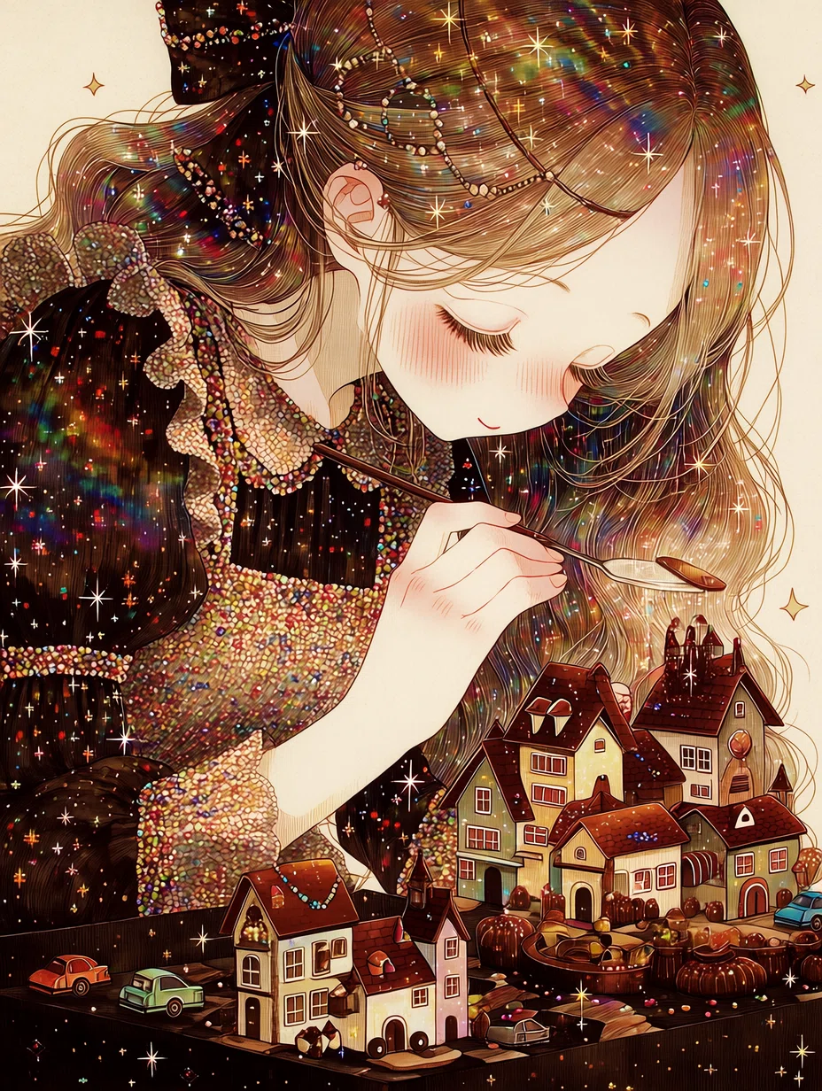 チョコレートと女の子｜イラストギャラリー｜ぷわぽのん