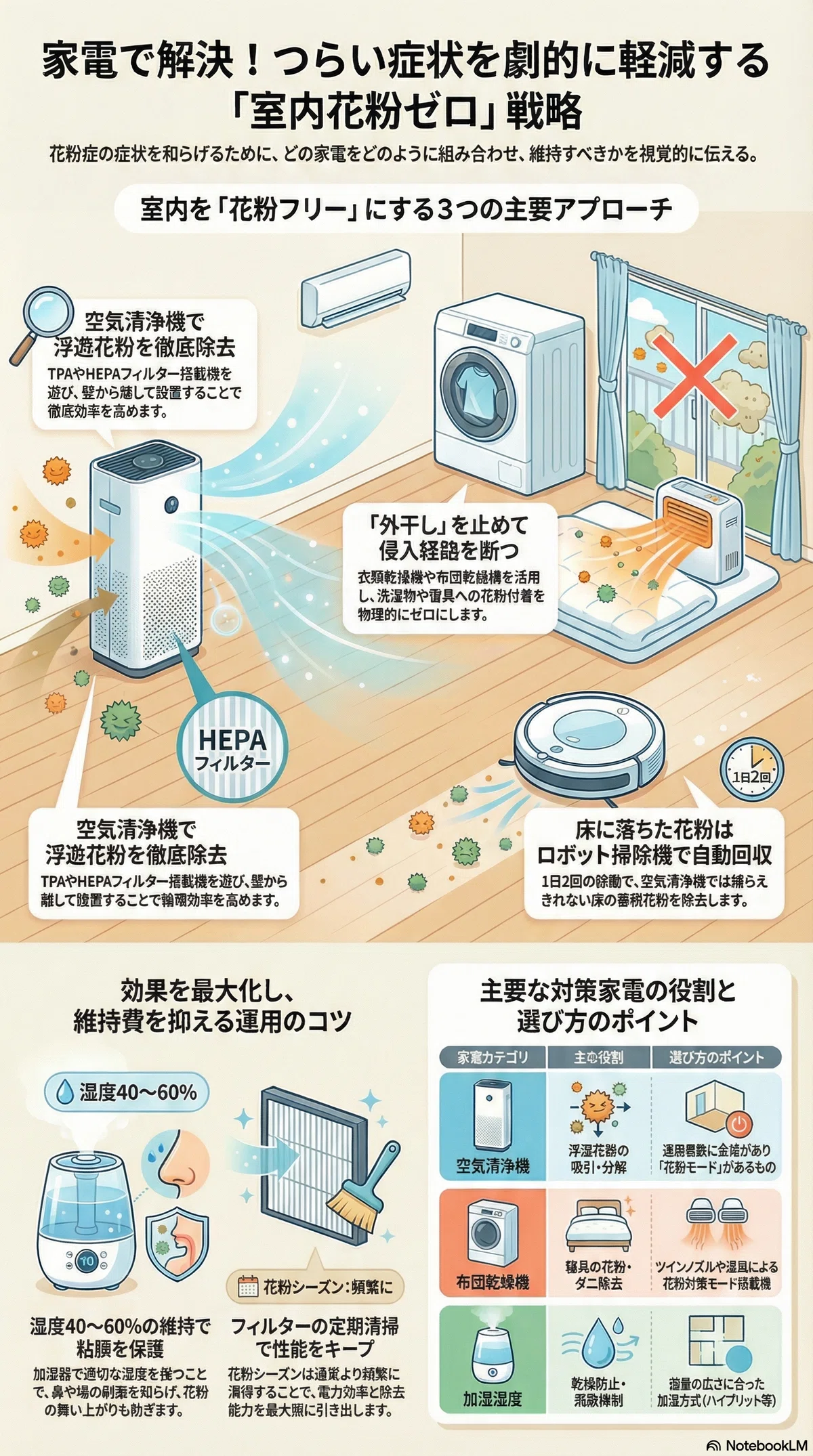 花粉症対策に効果的な家電15選|症状を劇的に軽減する選び方｜空気清浄 