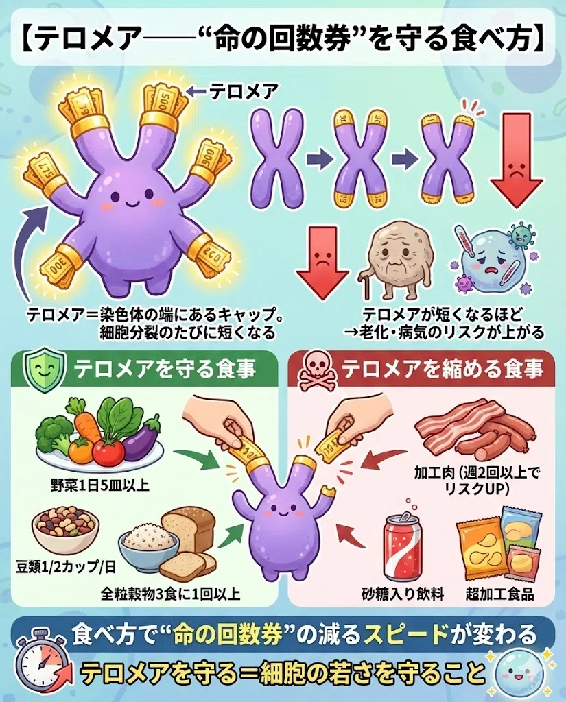 アンチエイジング 食事 老化 テロメア 炎症 長寿 科学