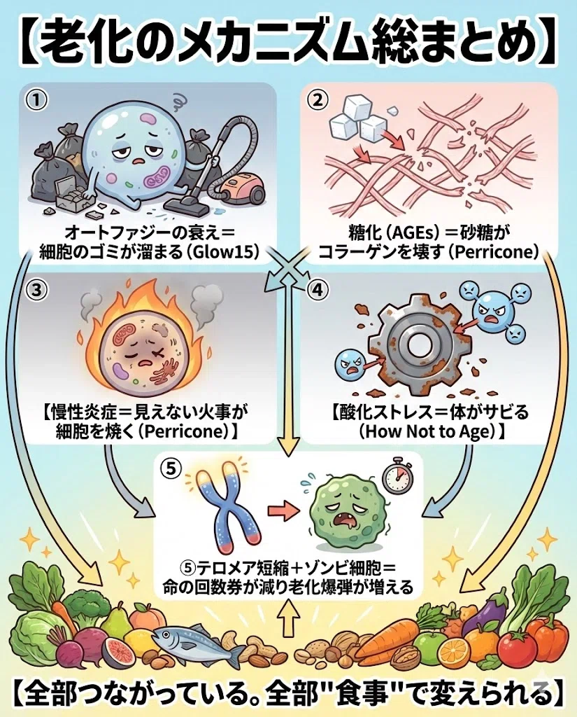 アンチエイジング 食事 老化 テロメア 炎症 長寿 科学