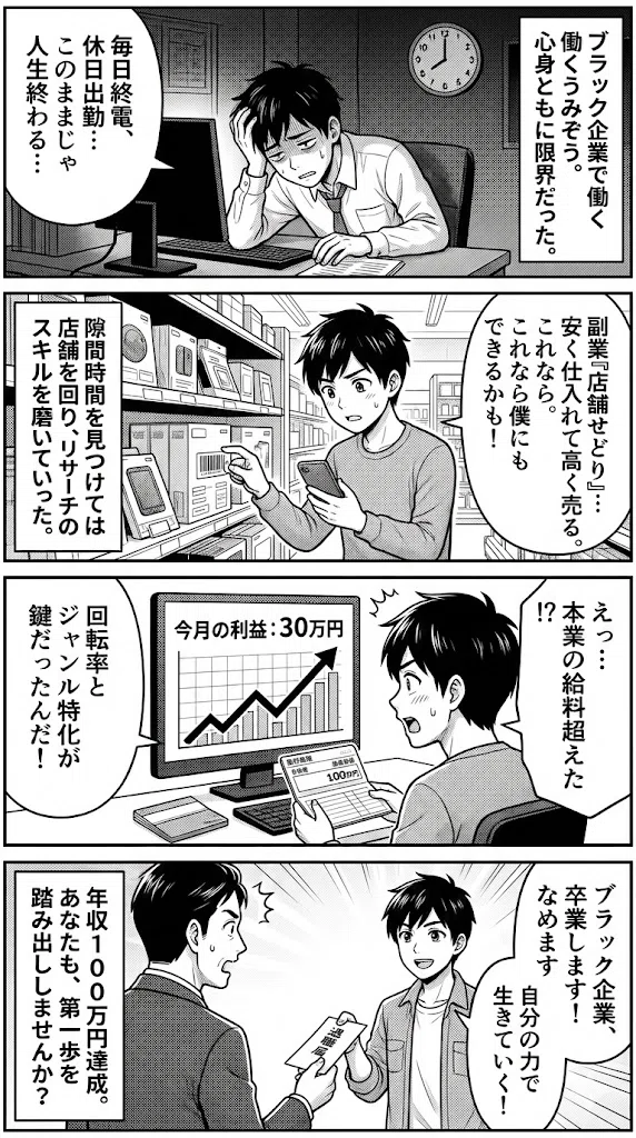 ブラック企業脱出への道！うみぞうが明かす店舗せどりで副業年収1000万 