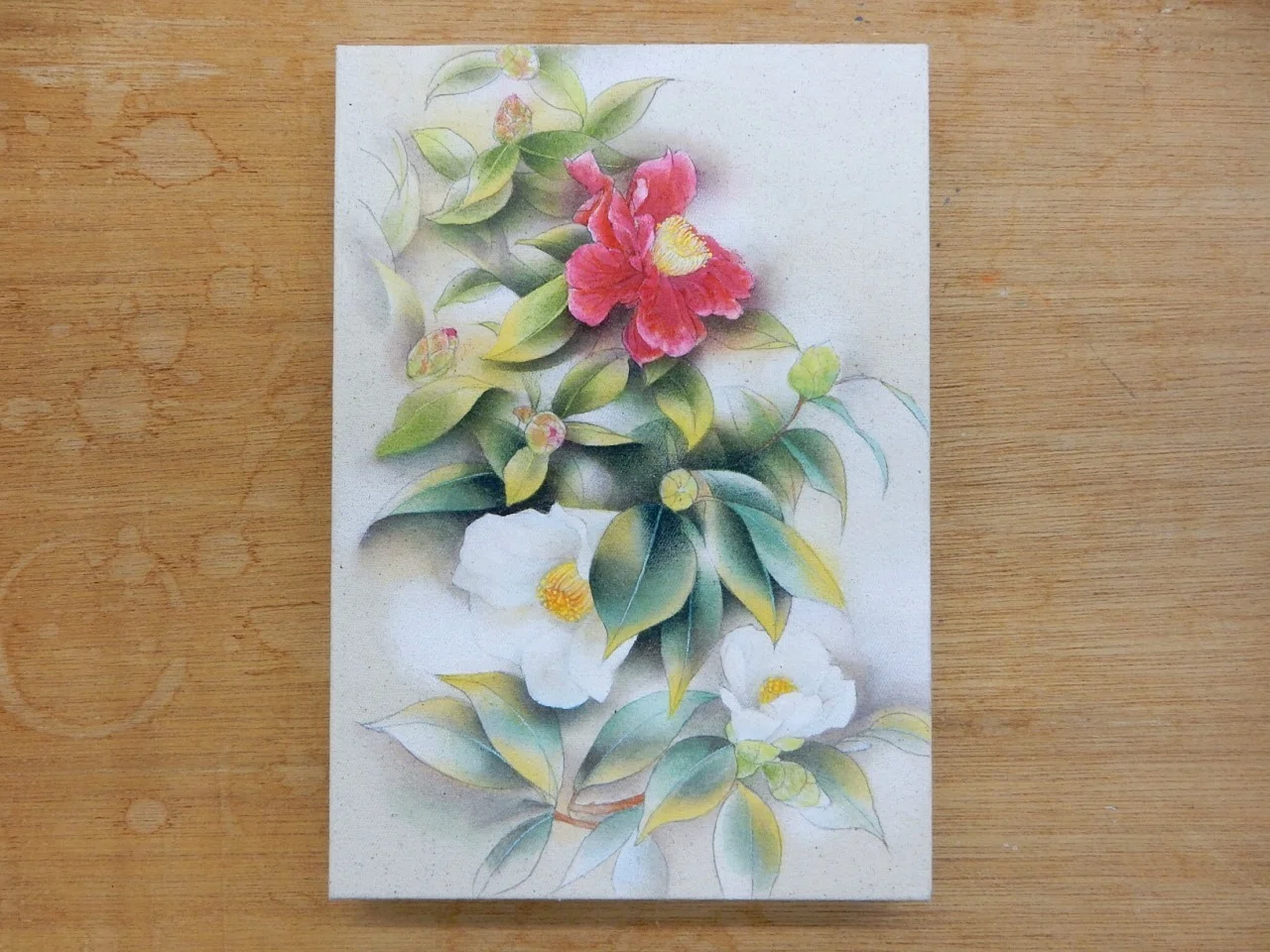 早春の花｜15年ぶりに綿布に描いてみました｜巳白