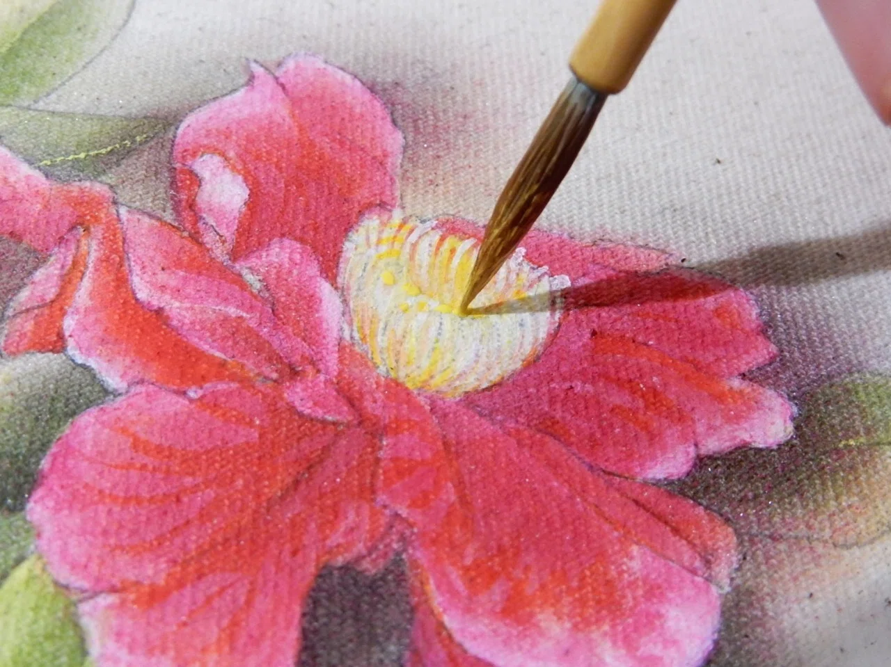 早春の花｜15年ぶりに綿布に描いてみました｜巳白