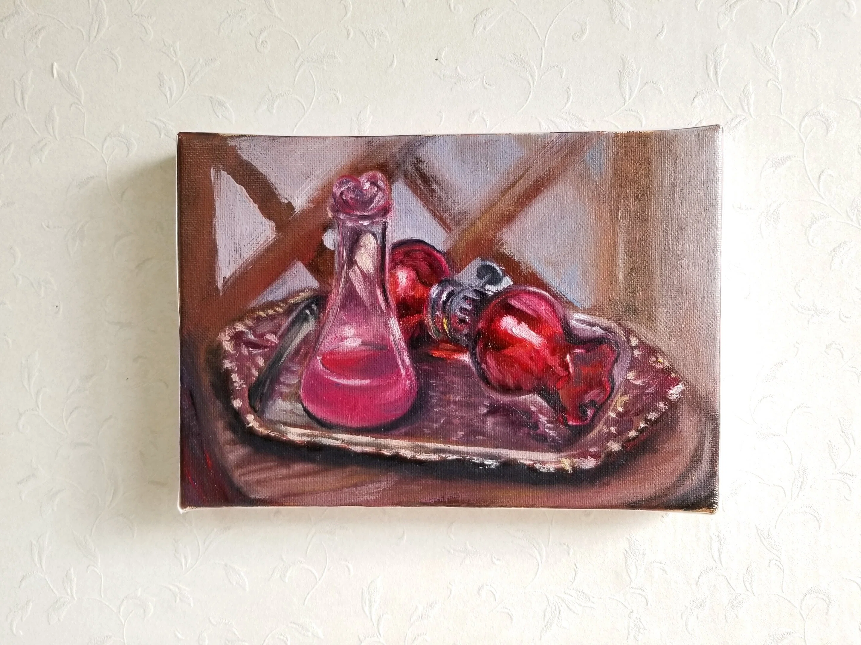 油絵制作記録,2 | 静物画 | クサカベのグレージングバニスを使ってみる