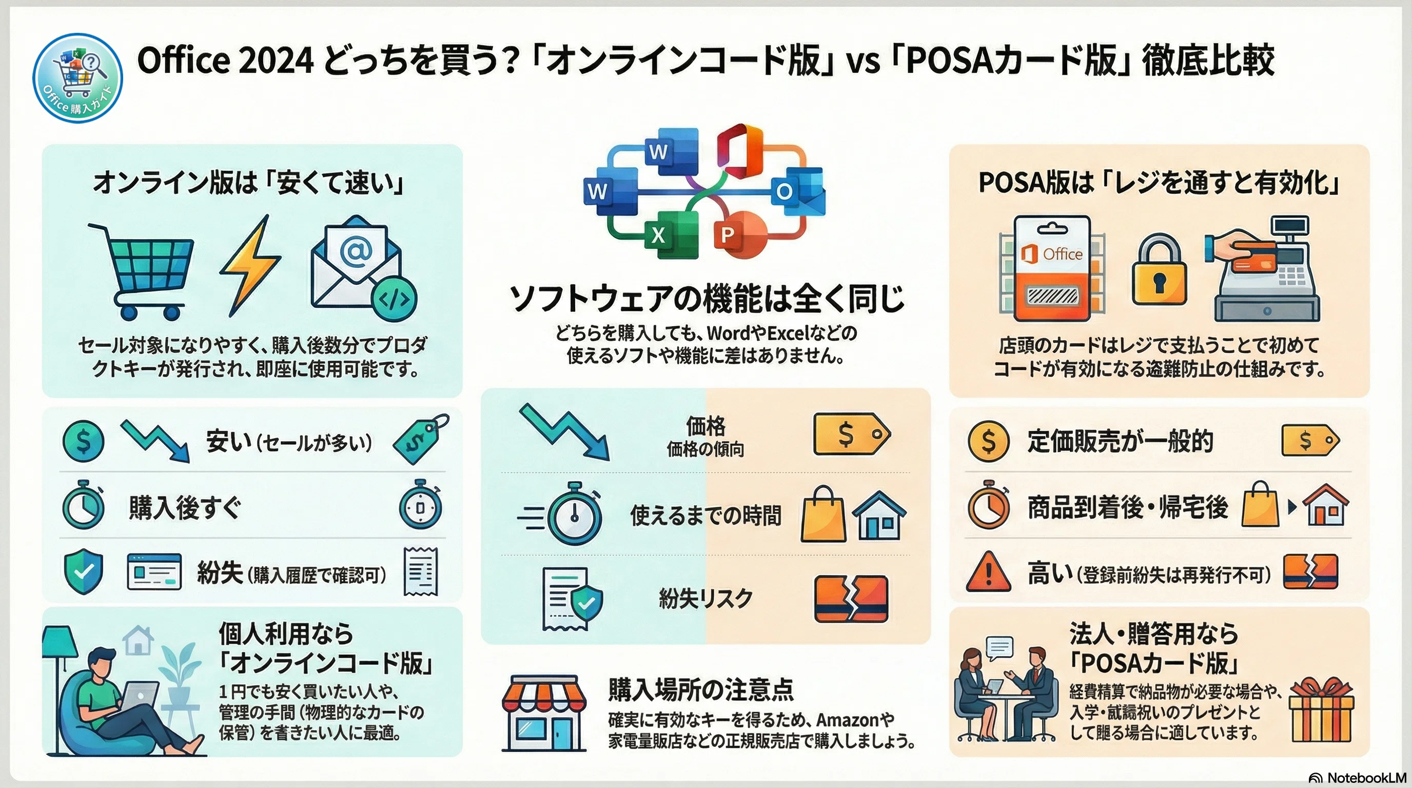 Office 2024はどっちを買う？オンラインコード版とPOSAカード版の違い