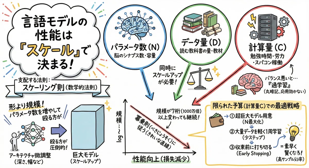 スケーリング則』解説：なぜAIの性能は「小手先の工夫」ではなく「規模