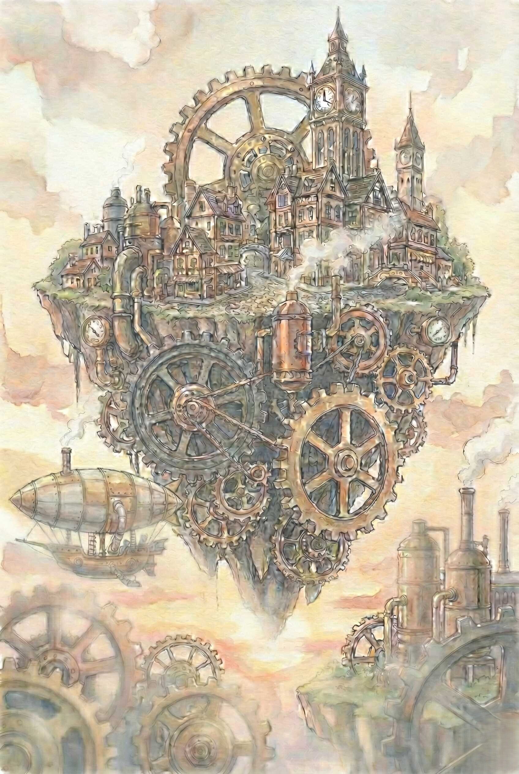 空に浮かぶ、真鍮の揺りかご / The Floating Brass Cradle｜幻想画廊の