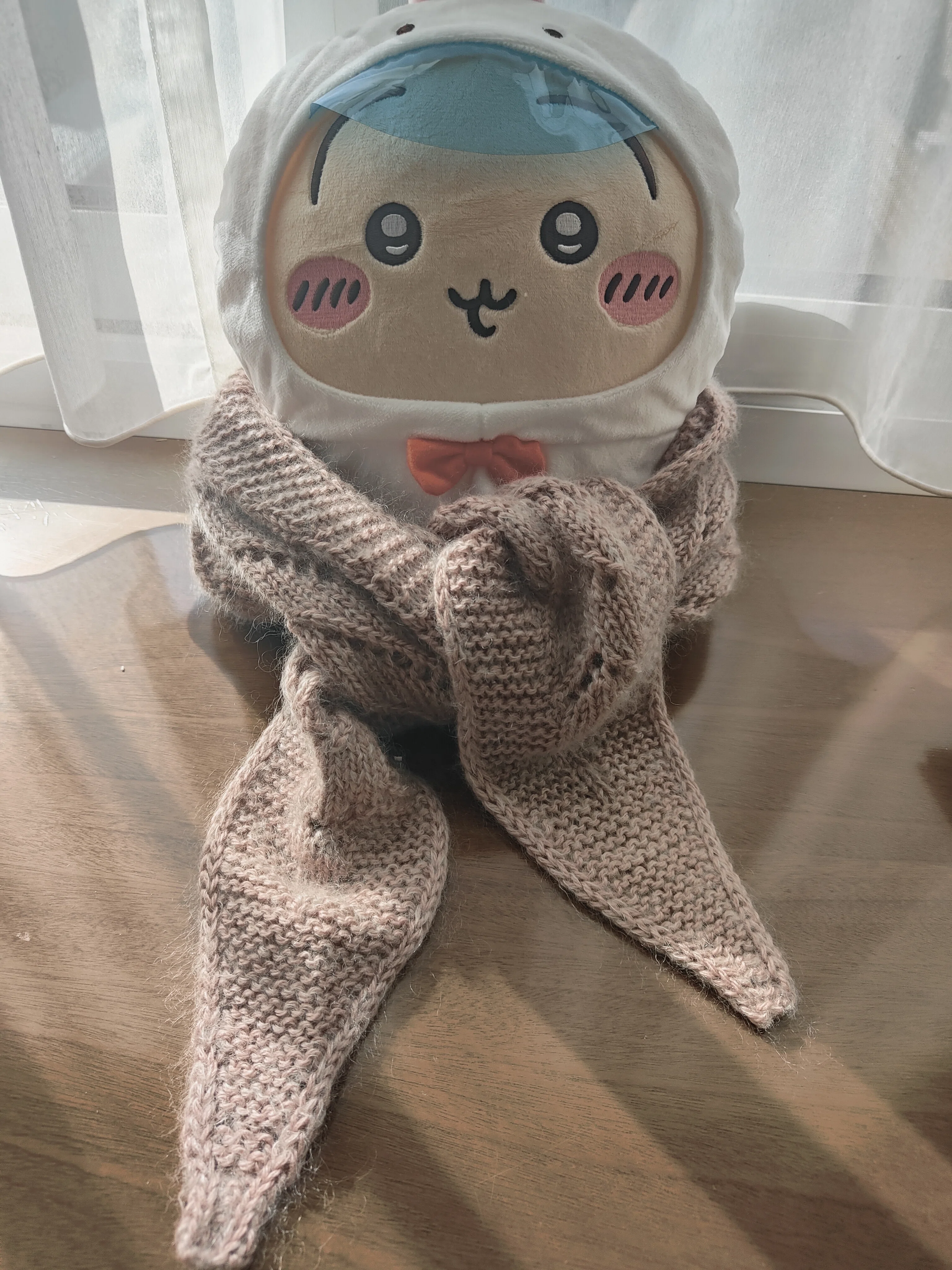 最近編んだもの】Dew Drops Scarf （露のしずく模様のひし形ショール