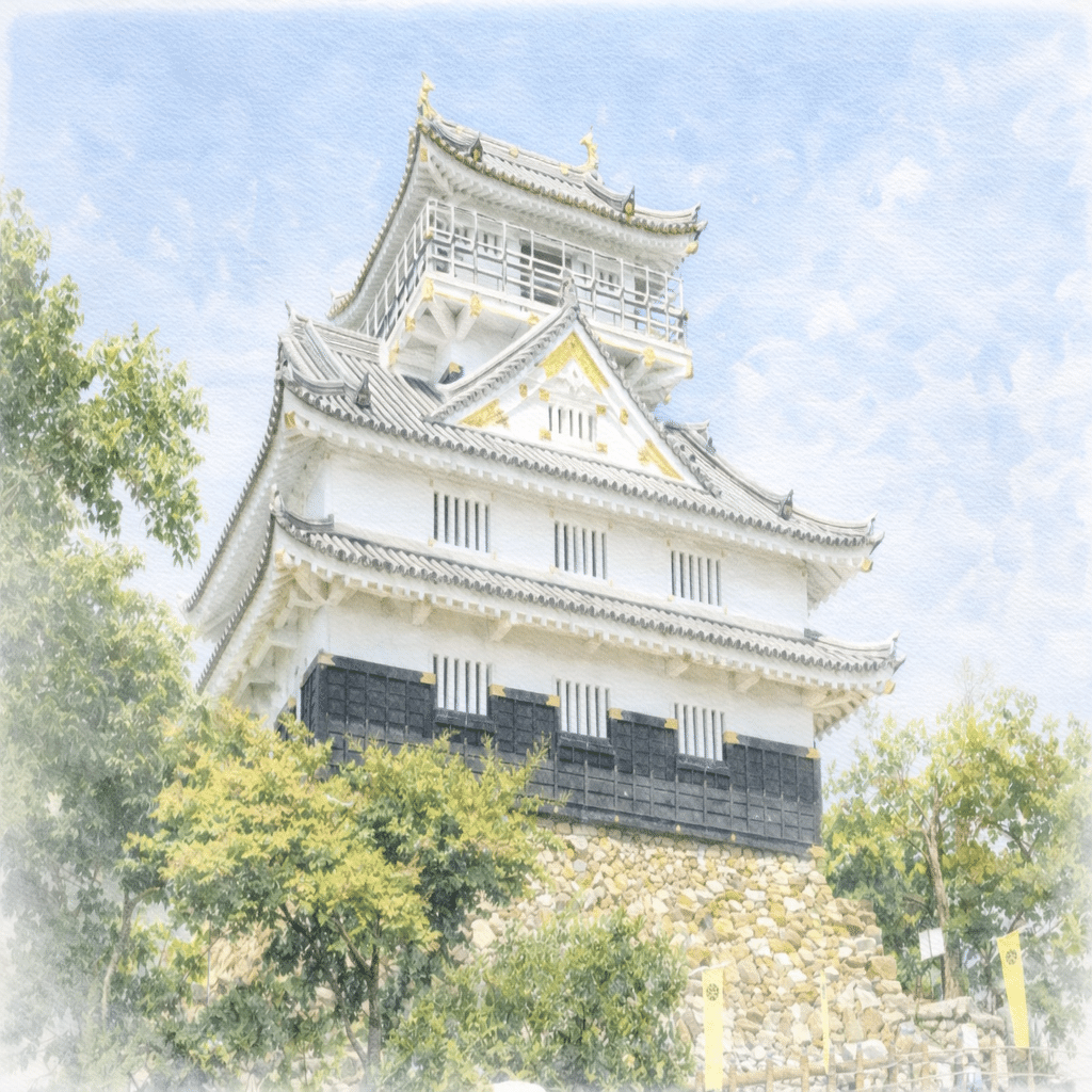 水彩画で巡る 日本の名城8 天下布武 織田信長 ｜城のある風景