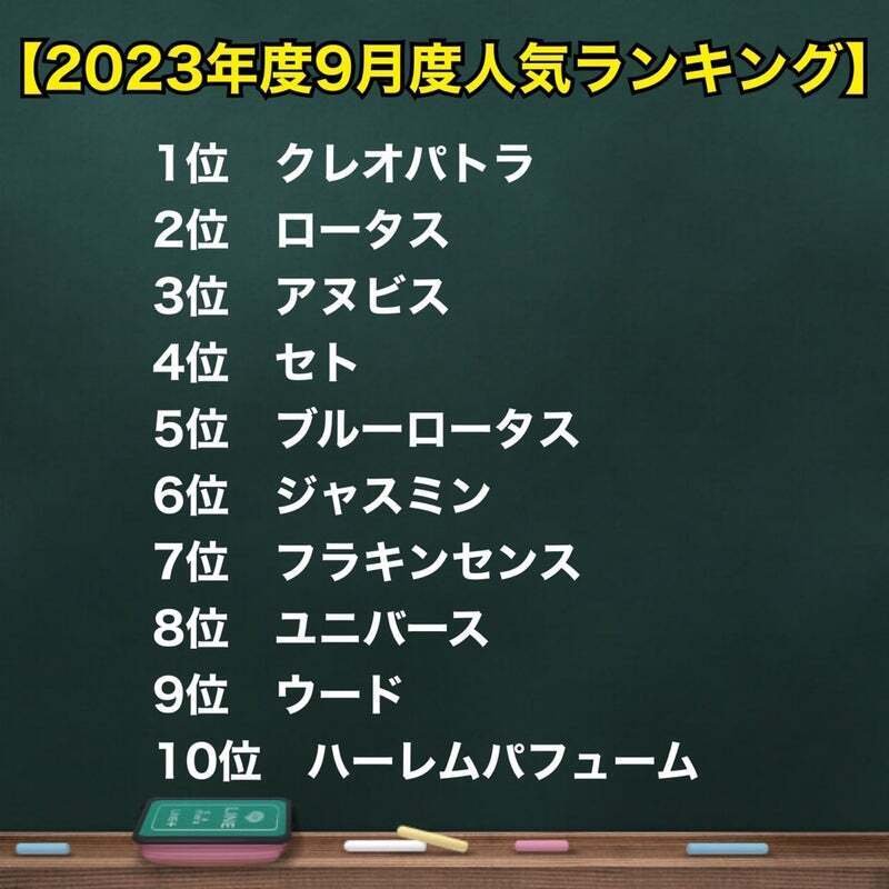 2023年度9月度人気ランキング】｜エジプト香油専門店OIL
