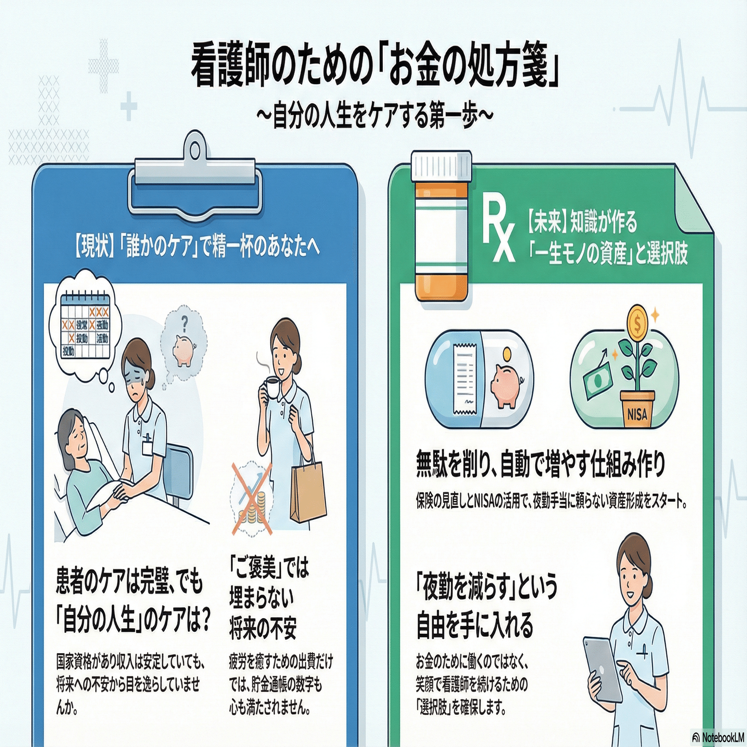 看護師の資産形成バイブル】新NISA・節税・サイドFIREまで。一生お金に