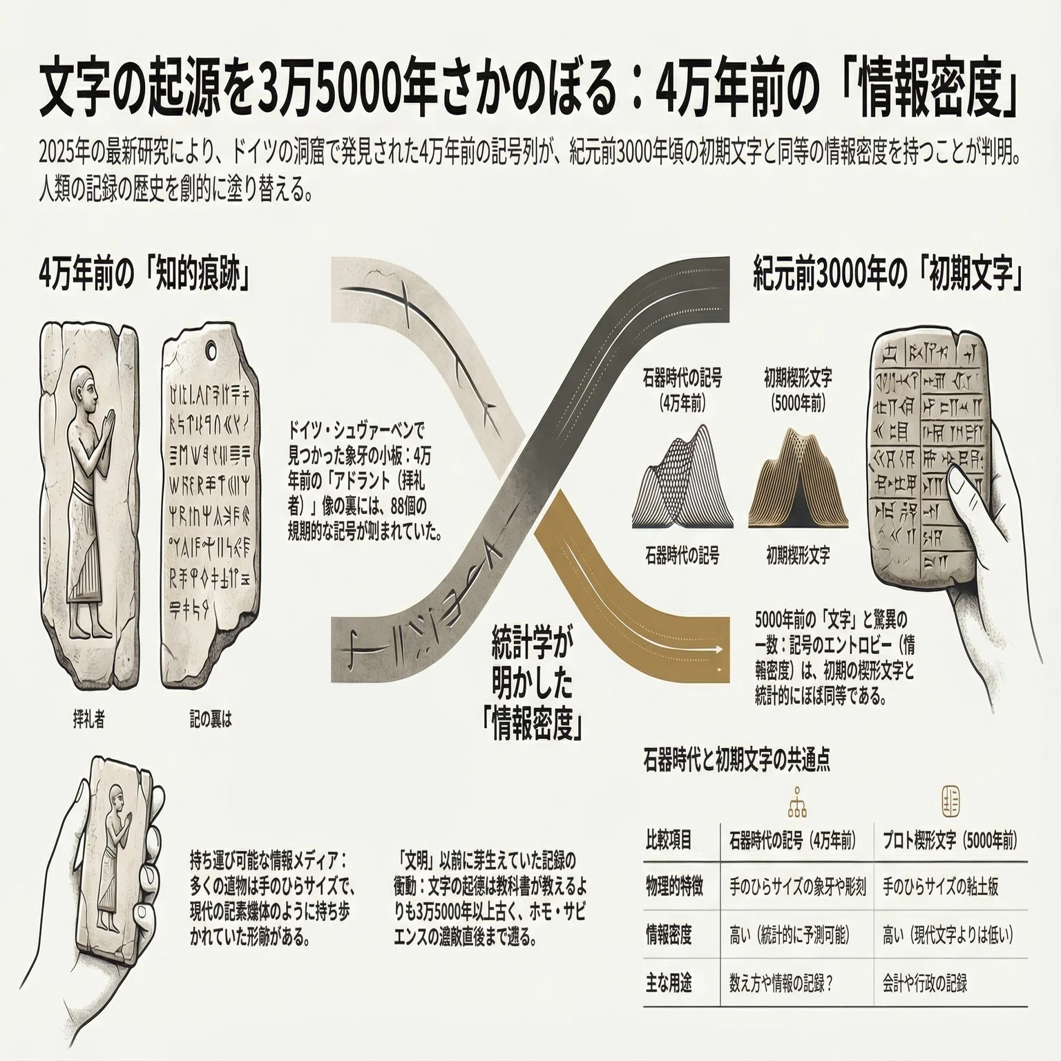 文字の起源を3万5000年さかのぼる——石器時代の刻み目が持つ「情報密度