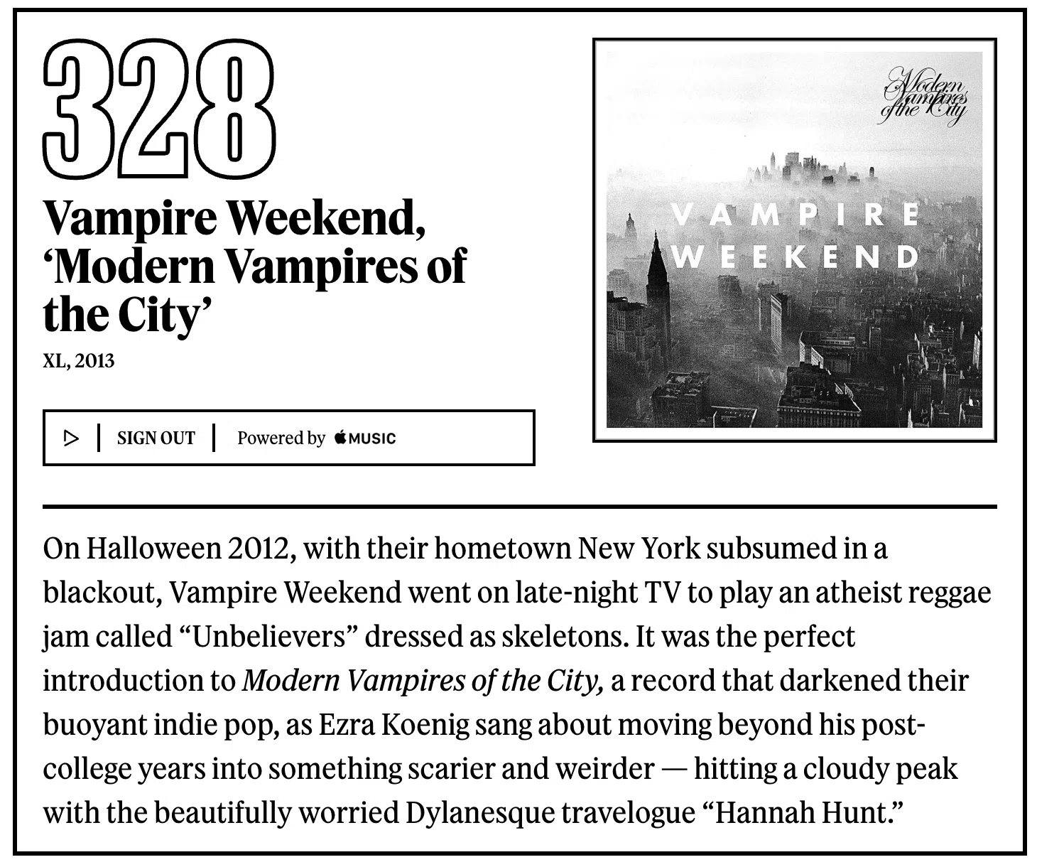 328位：ヴァンパイア・ウィークエンド『Modern Vampires of the City 