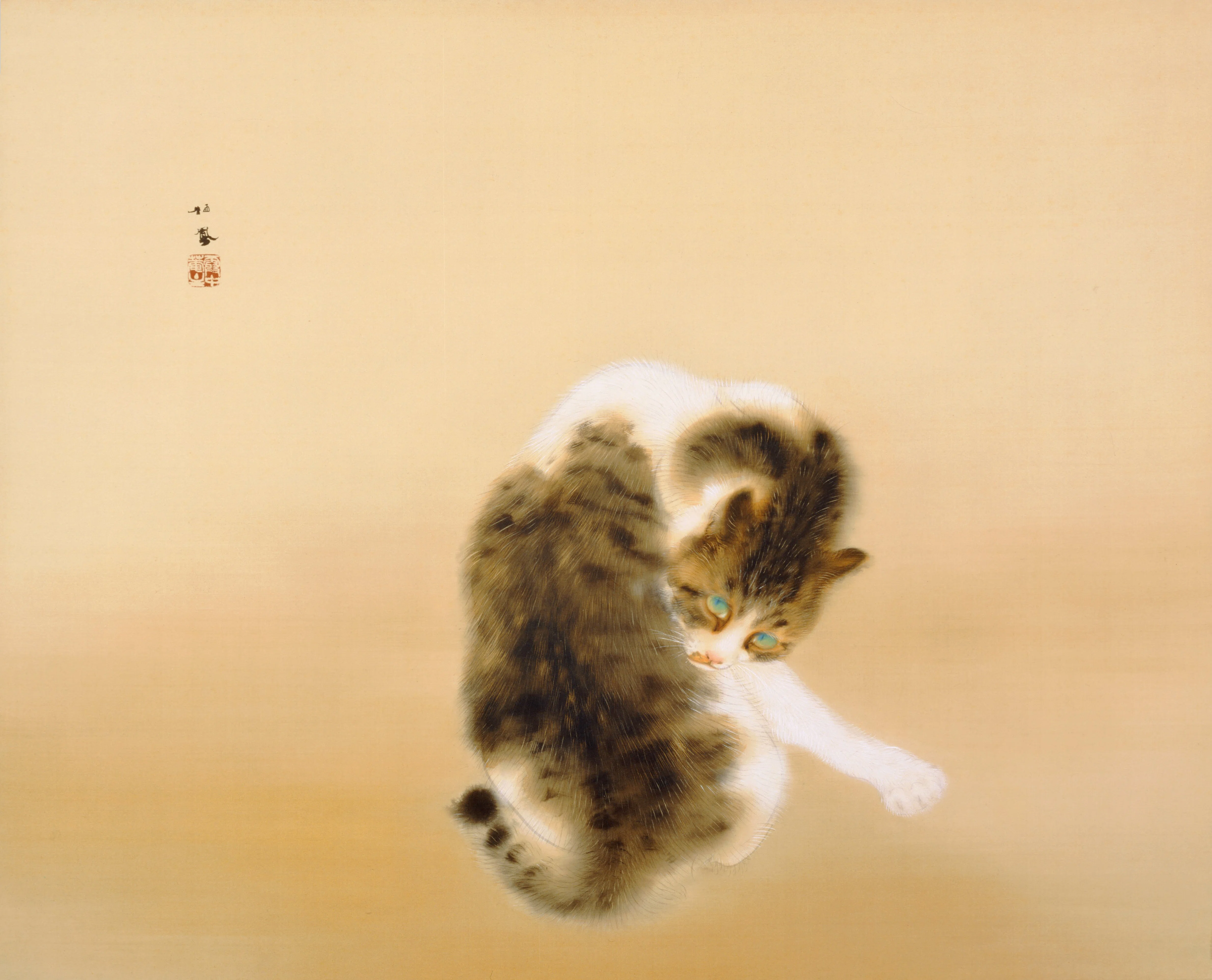 究極の「もふもふ」と、射抜くようなエメラルド。竹内栖鳳『斑猫』。猫