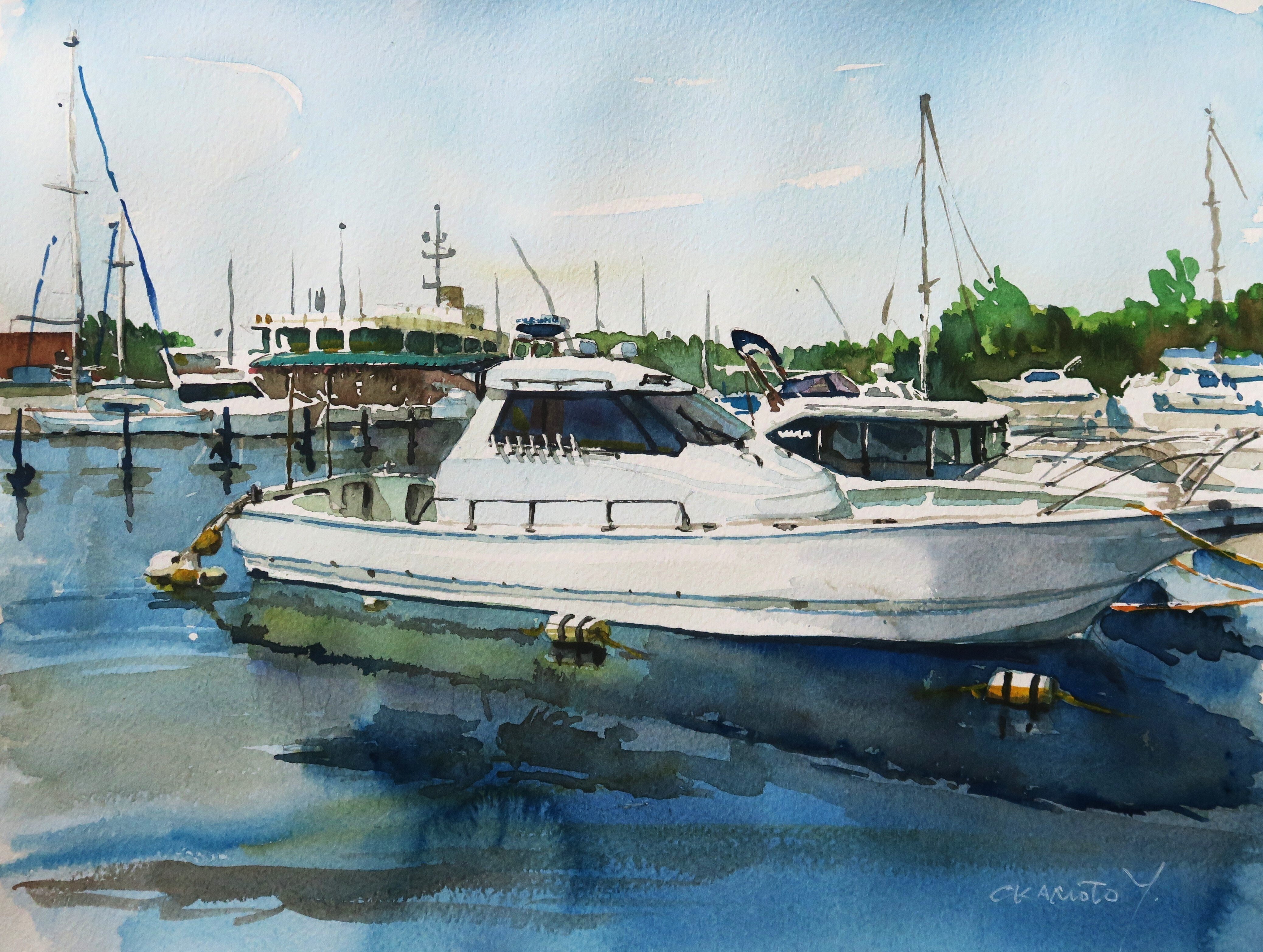 妖怪たちが棲む漁業の町/海辺の水彩画｜海の音 - umi no oto - by FURUNO