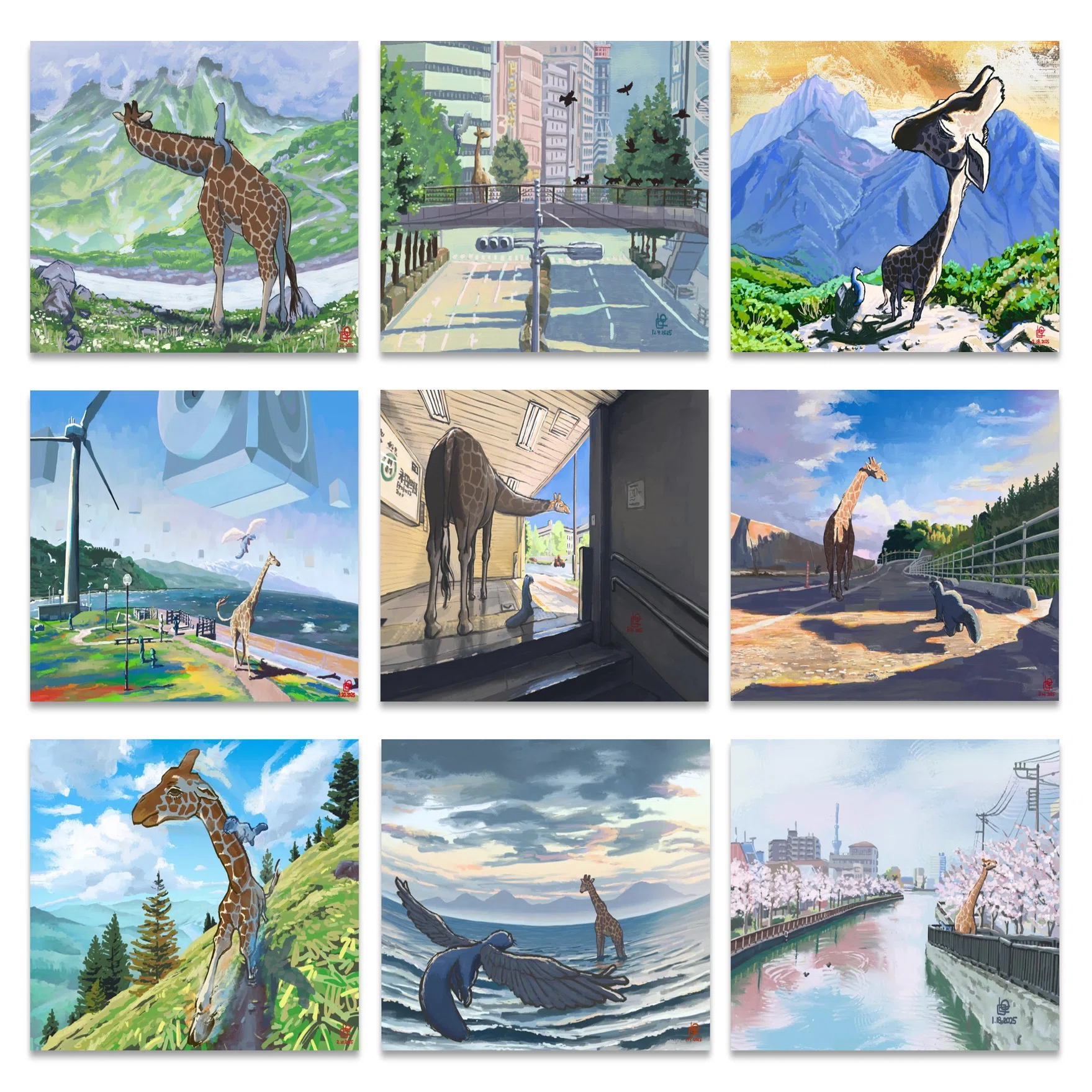 キリンのいる風景を描いています【自己紹介】｜オカモトピカリ|ピカリ