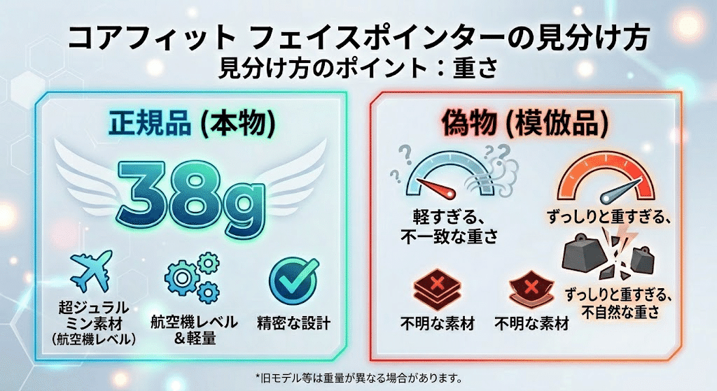 コアフィットフェイスポインター偽物と正規品の見分け方【完全版】失敗