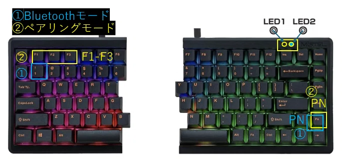 分離型キーボード Barocco Mistel MD770 RGB BT (英語配列