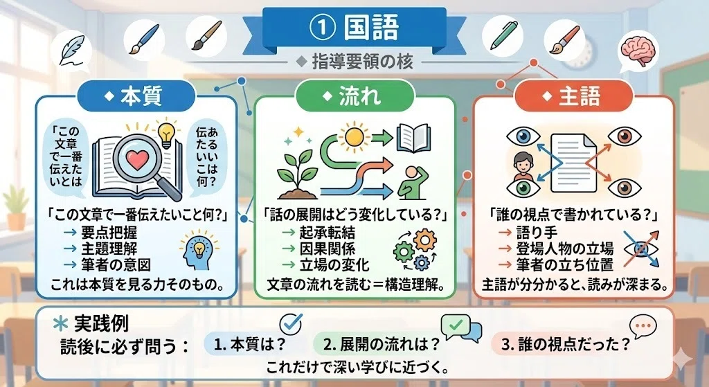 即実践！？新学習指導要領 × 本質・流れ・主語― 教科別具体接続（国語