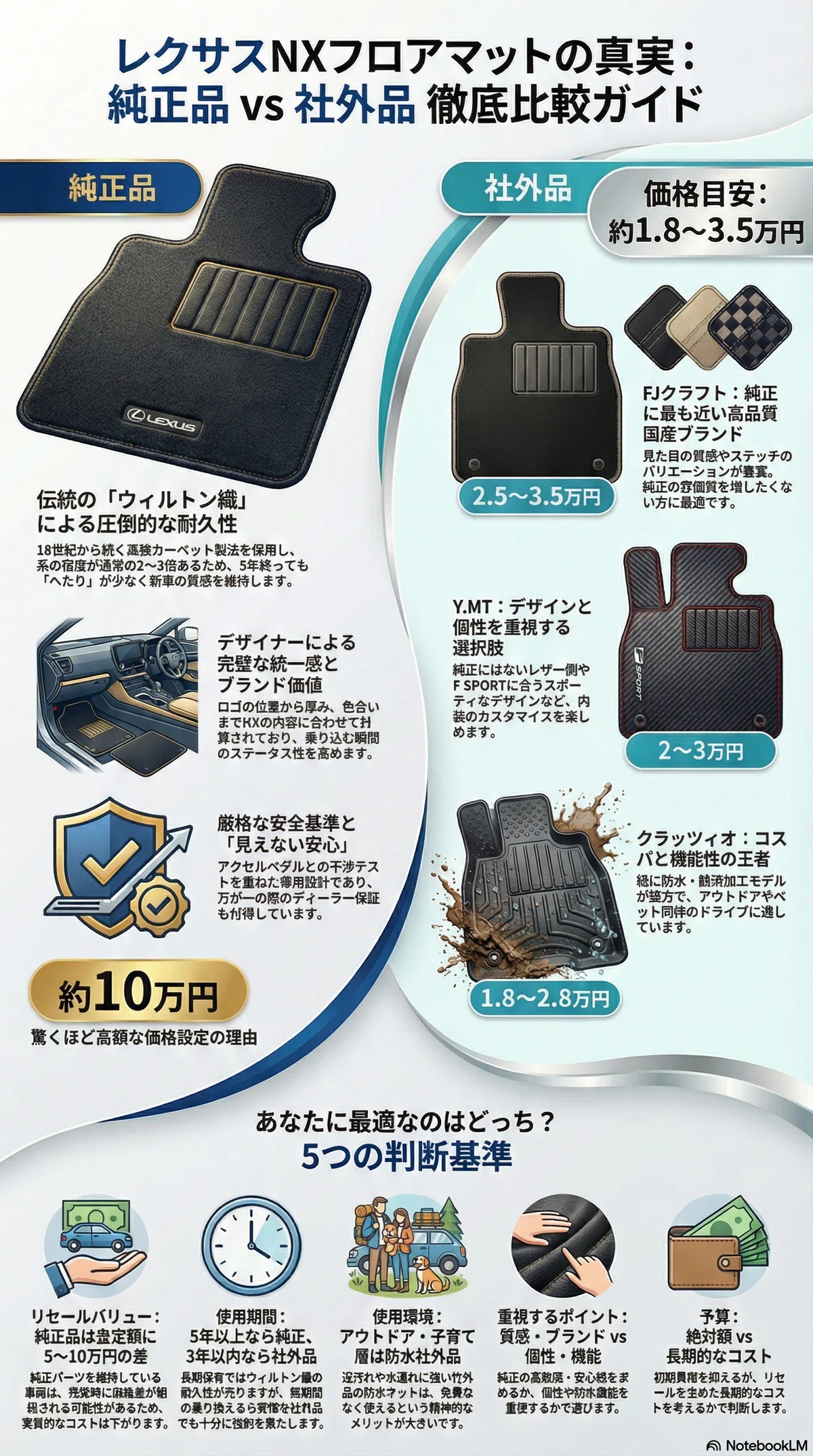 レクサスNXフロアマットの真実－なぜ純正品は高いのか？元ディーラーが