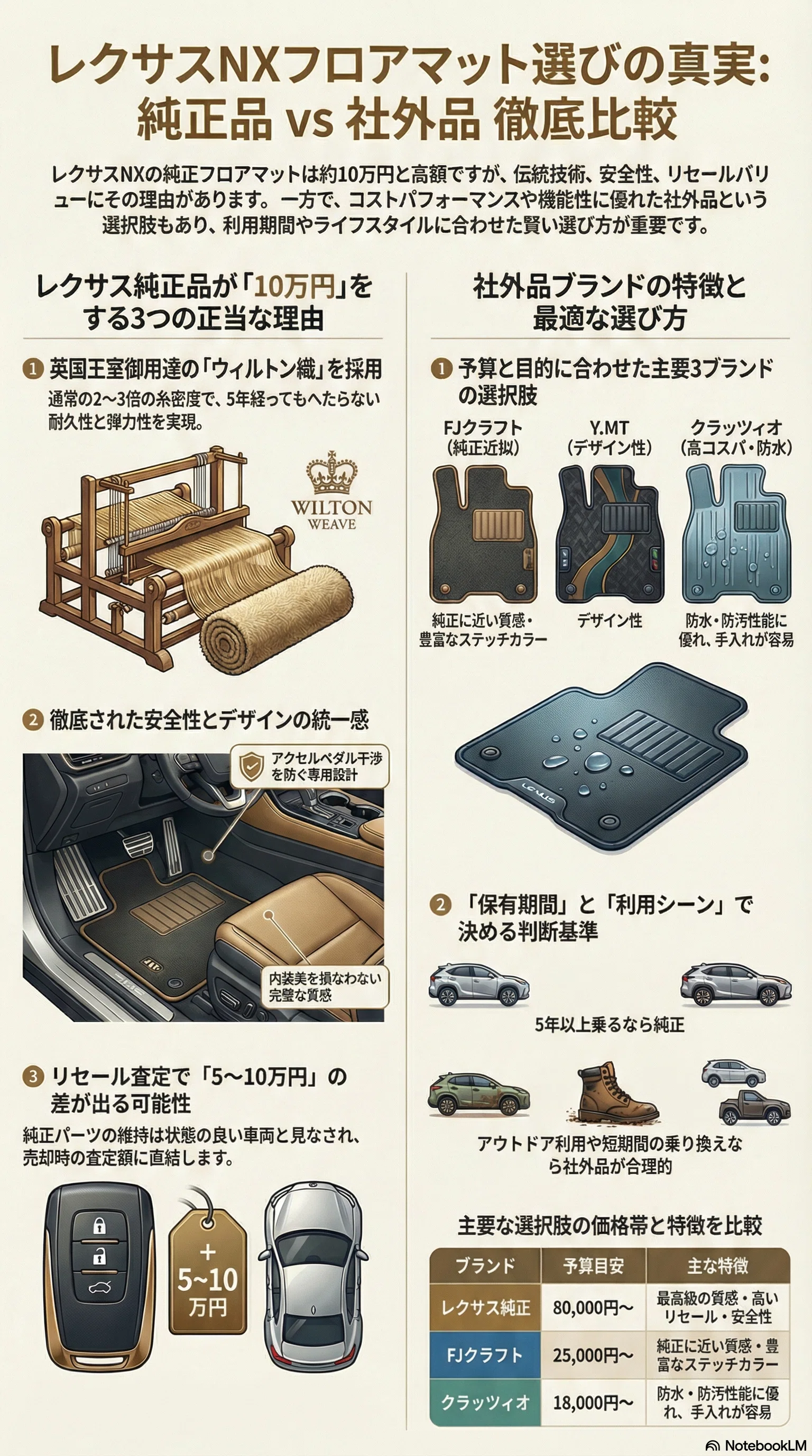 レクサスNXフロアマットの真実－なぜ純正品は高いのか？元ディーラーが