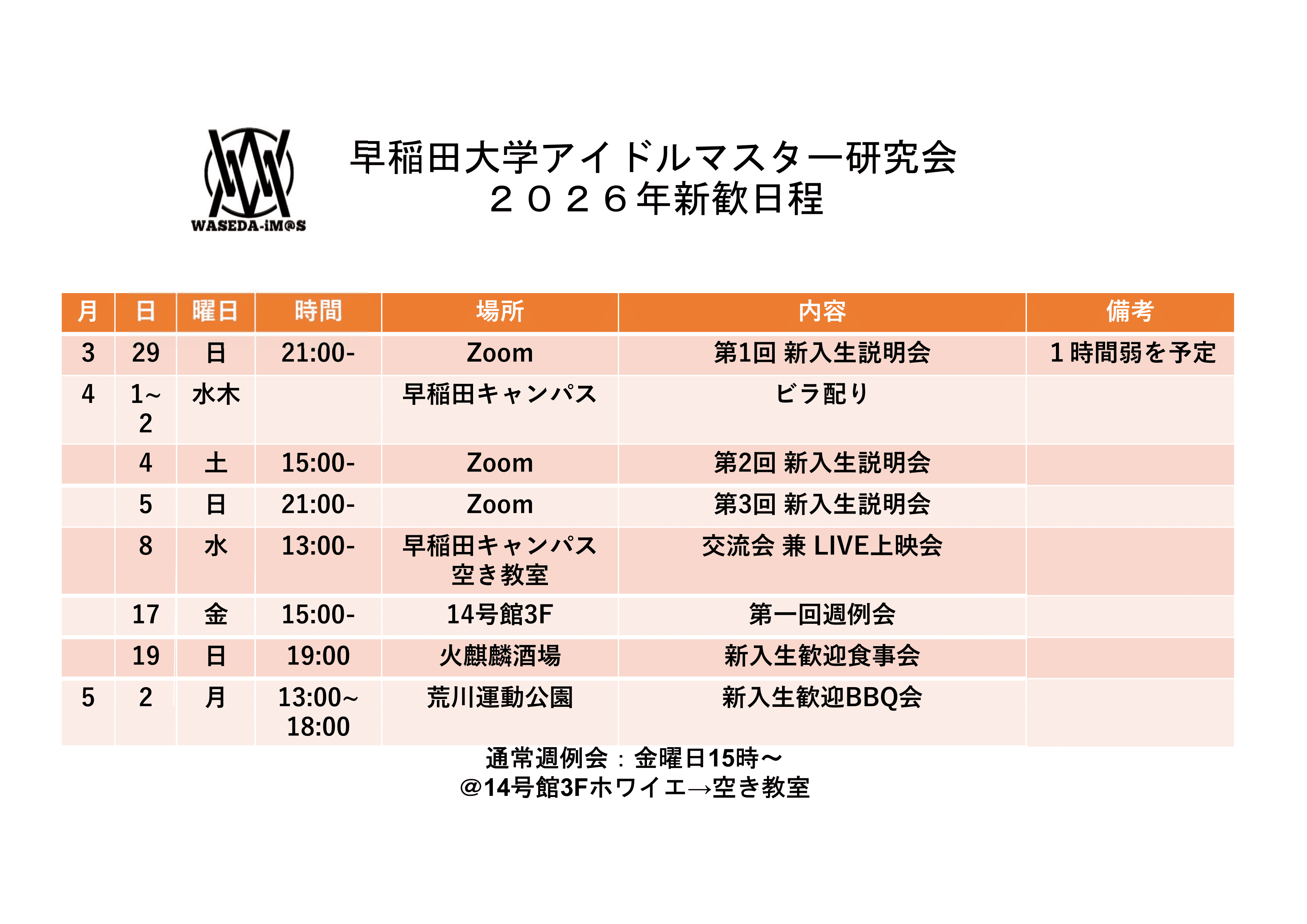 わせます新歓2026!!｜早稲田アイマス研