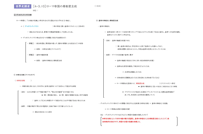 [4-3.10]ローマ帝国の専制君主政（プリント）｜グシャケン