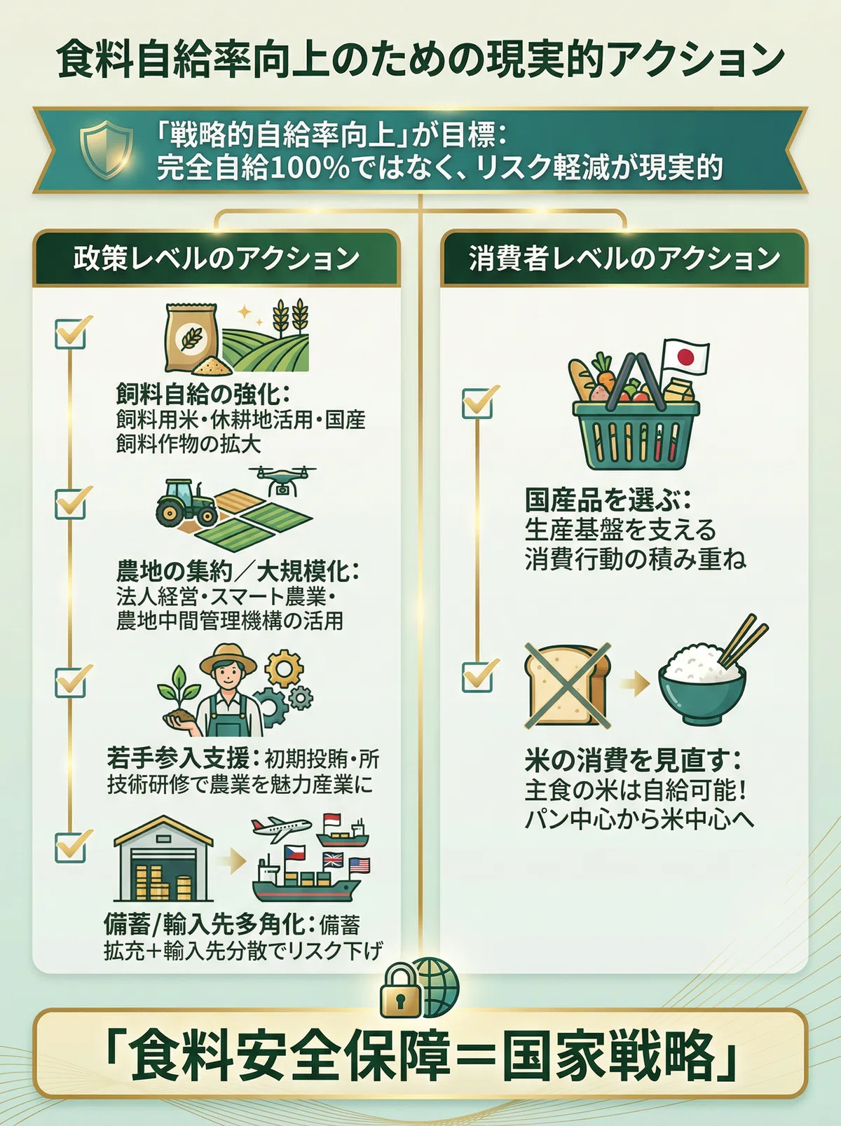 【農業・食料問題】第10回（最終回） 日本の食料自給率を上げるには何が必要か？現実的な政策提案と私たちにできること｜ならざき🏳️‍🌈行政手続き ...