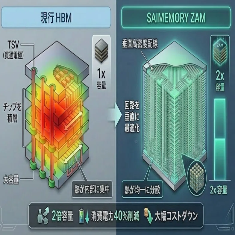 ソフトバンクが賭ける次世代メモリ── SAIMEMORYのZAMはHBMの代替に