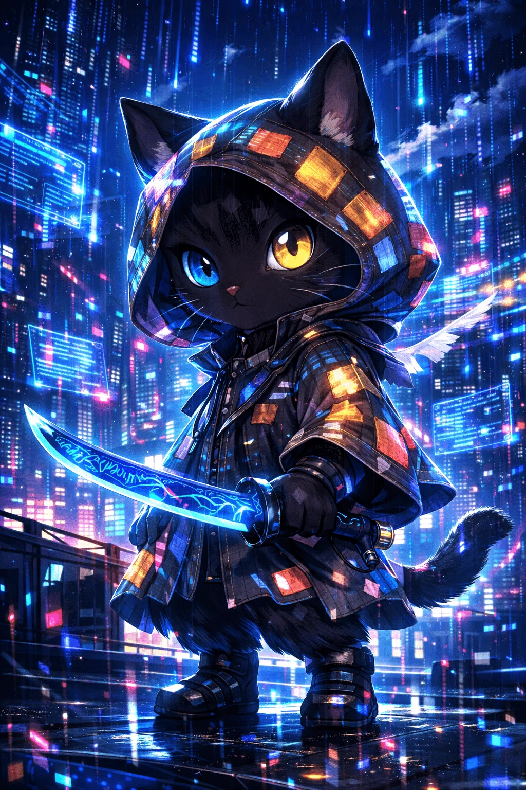 ネオンの路地裏に生きる「黒猫オッドアイシーフ」を作った話🐈‍⬛ ｜AI