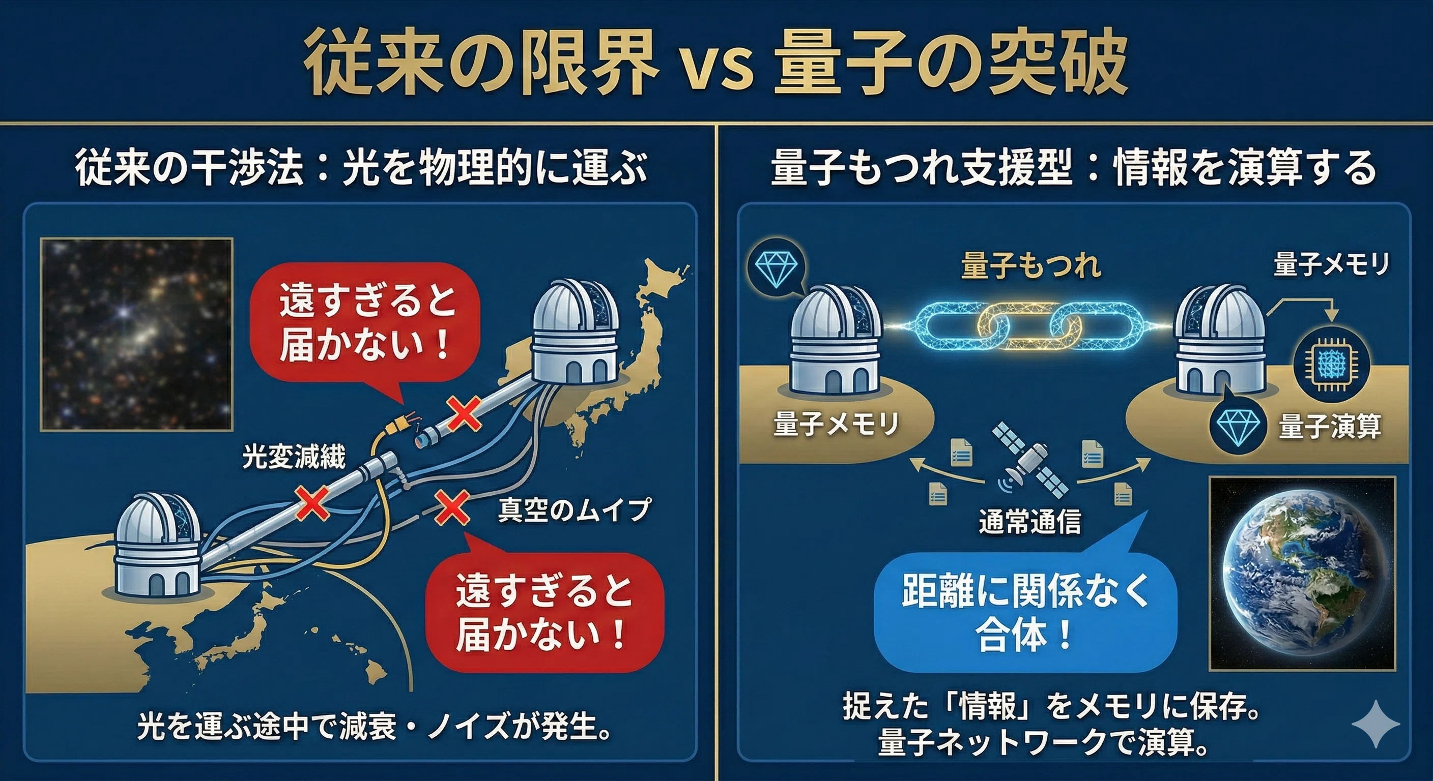 テクノロジー・宇宙観測】「光を集める」時代の終焉：量子もつれが実現