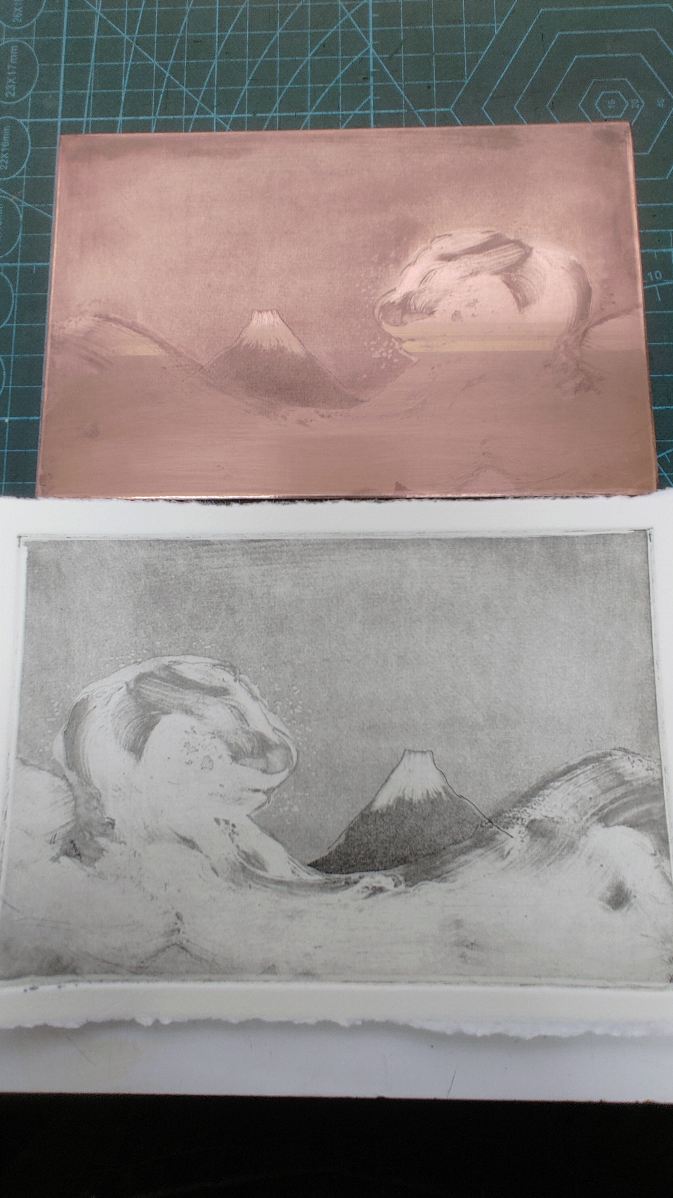 銅版画) 『私なりのgreat wave』｜佐藤プリン