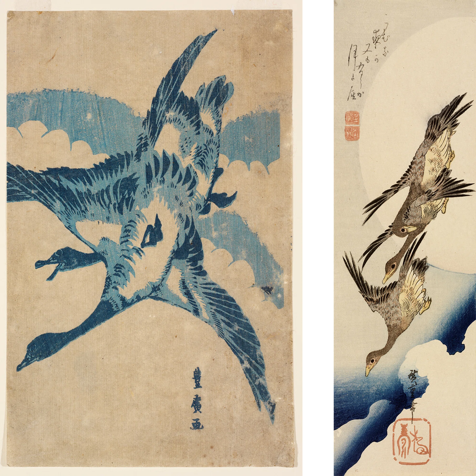 花鳥版画展」出品作④歌川豊広《雁》天保期（1830-44年）｜美術史