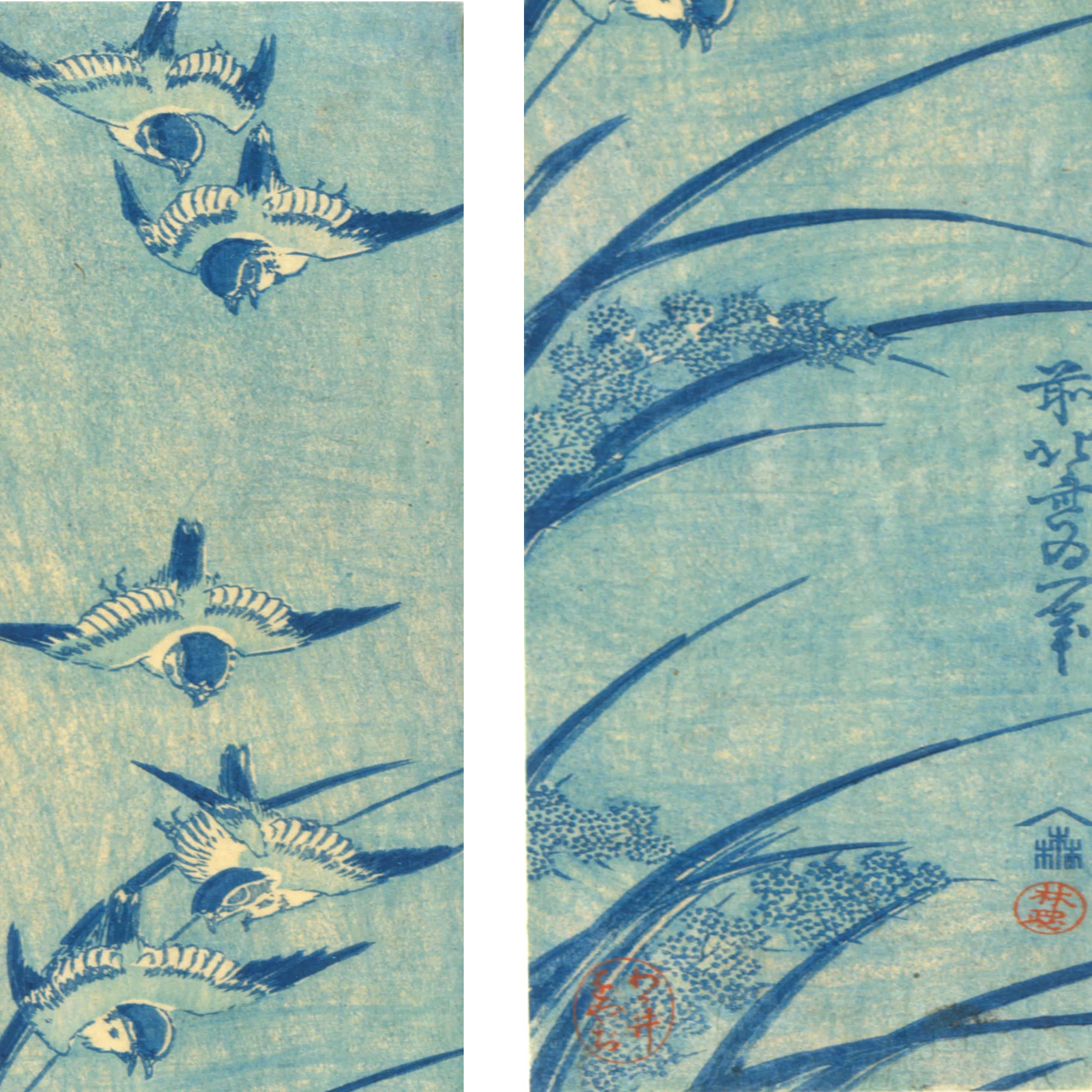 花鳥版画展」出品作⑥葛飾北斎《粟に雀》天保2-3年（1831-32）年頃