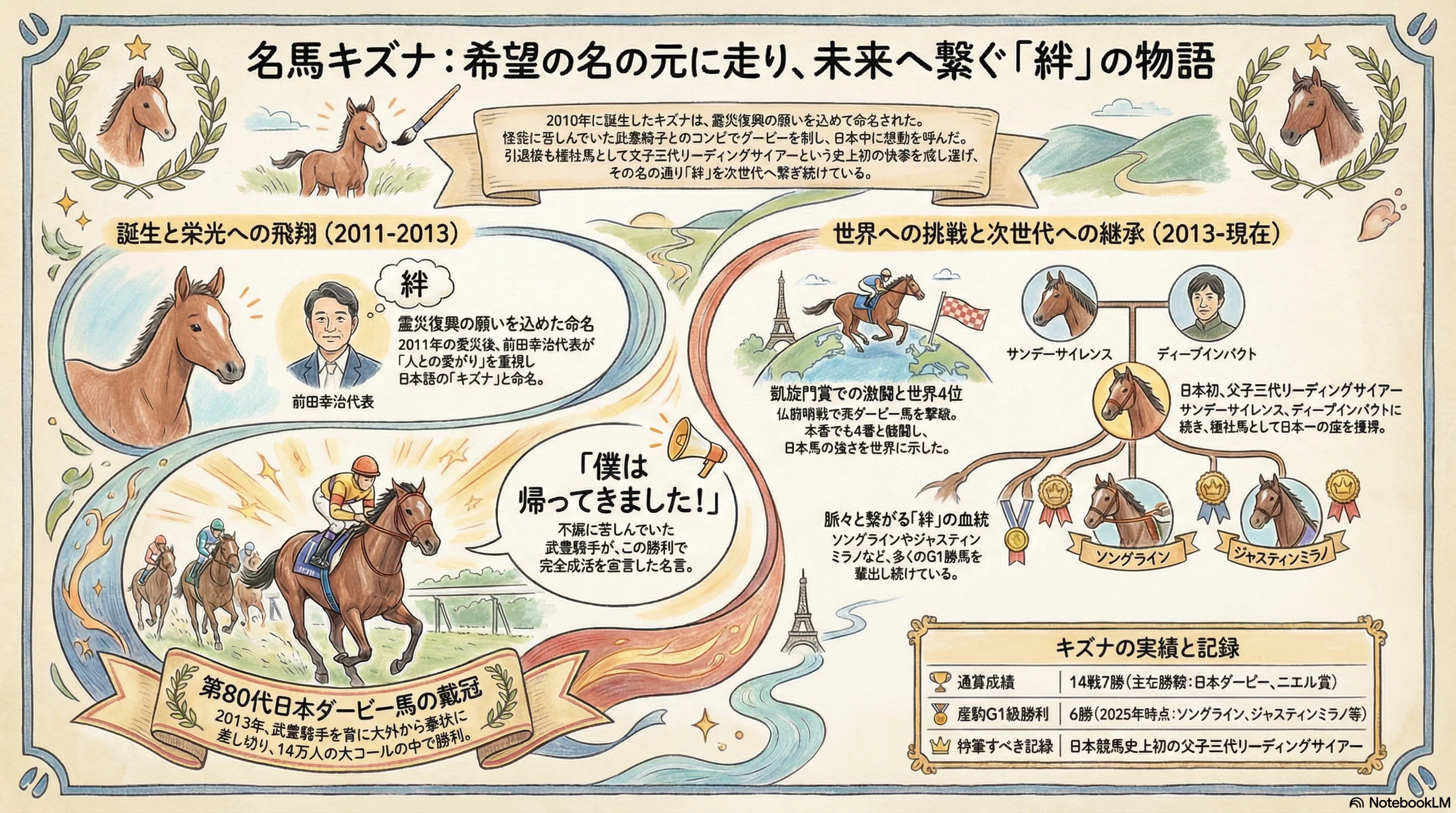 キズナ ―東日本大震災がきっかけで名付けられた名馬の軌跡―｜ハサミ