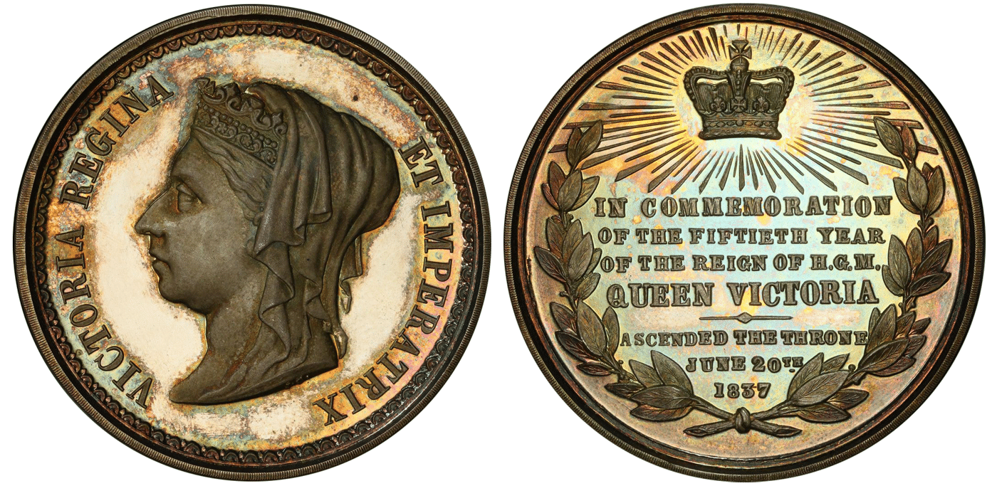 1887年 ヴィクトリア女王 ヴェールヘッド 即位50周年記念 銀メダル