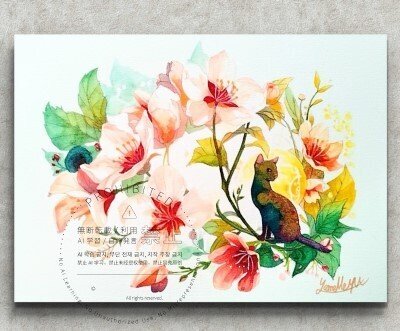 新作】宝石を宿した猫「宵色の花冠」— 小さな幻想の窓を開く水彩画