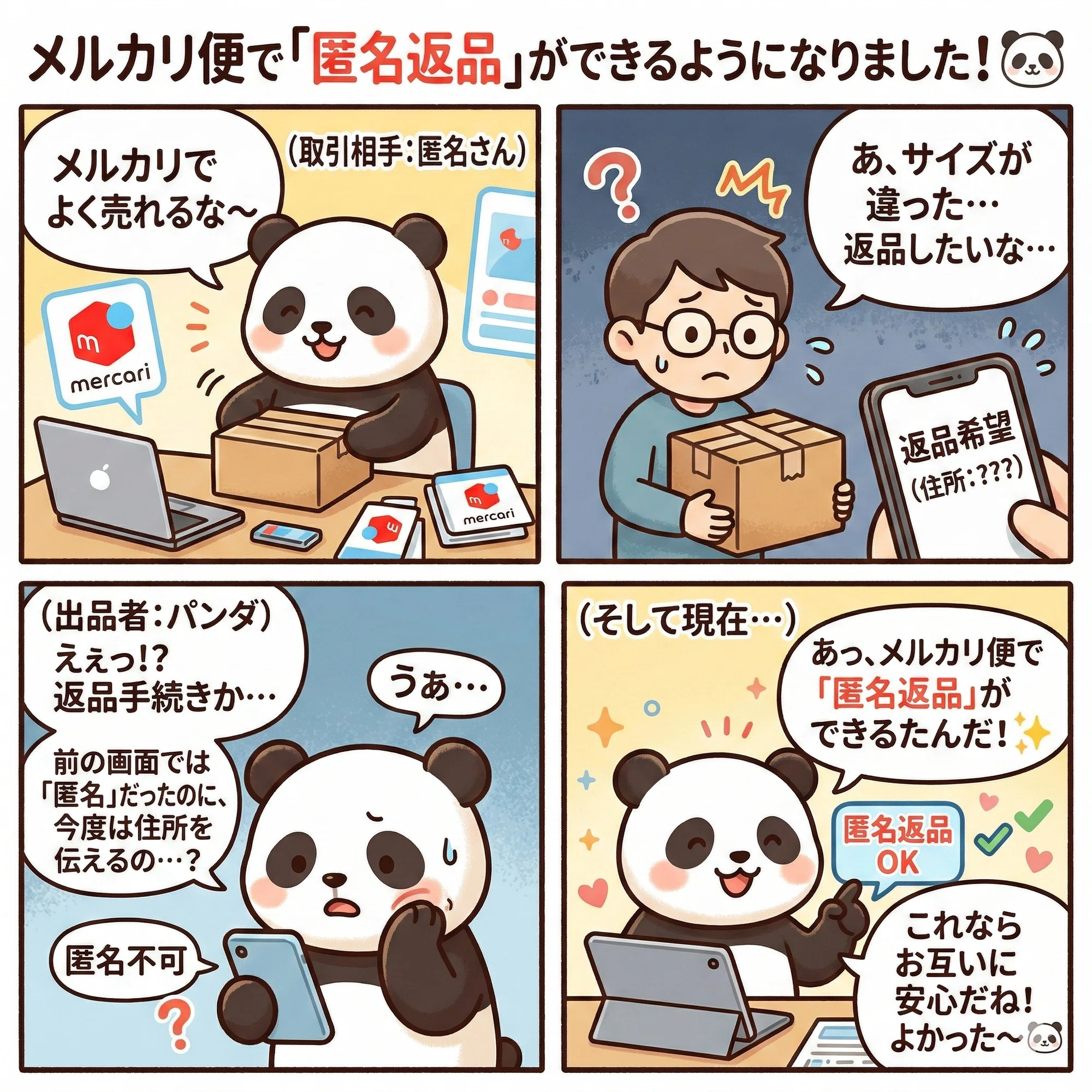 機能改善】メルカリ便において匿名での返品対応を開始しました｜ぱんぷきん