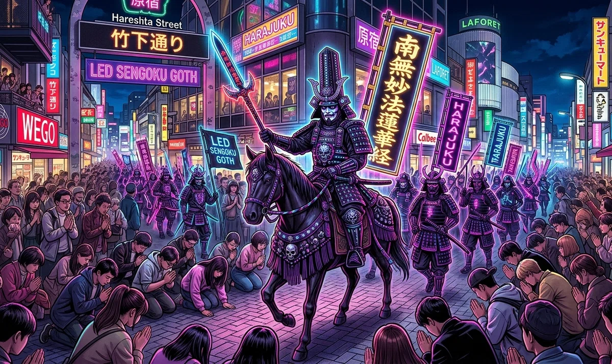 原宿を占拠するLED戦国ゴス行列