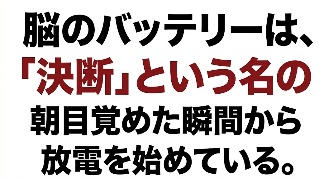 脳のバッテリーは、朝目覚めた瞬間から「決断」という名の放電を始めている。
