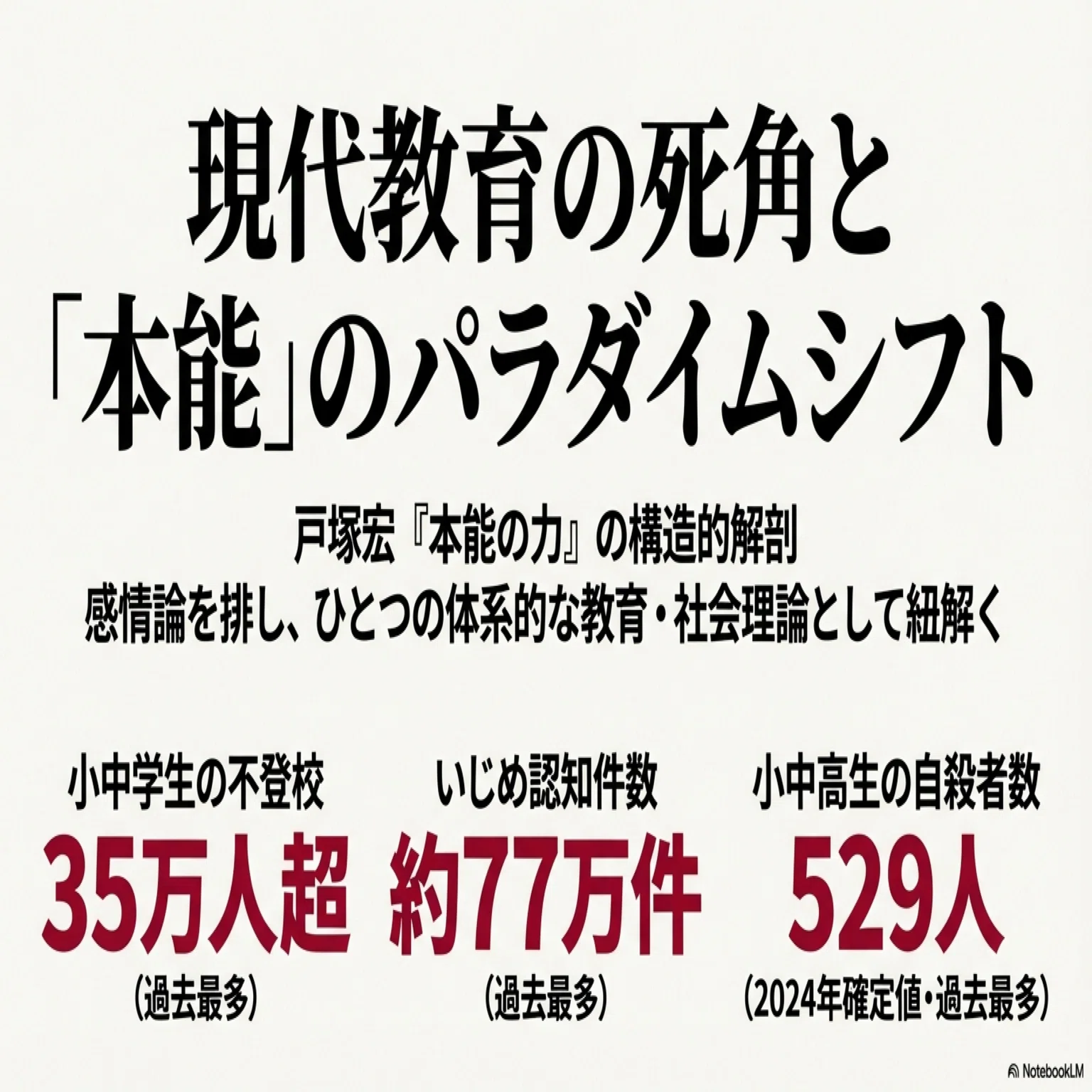 戸塚宏『本能の力』— 不登校・いじめが過去最多を更新し続ける理由