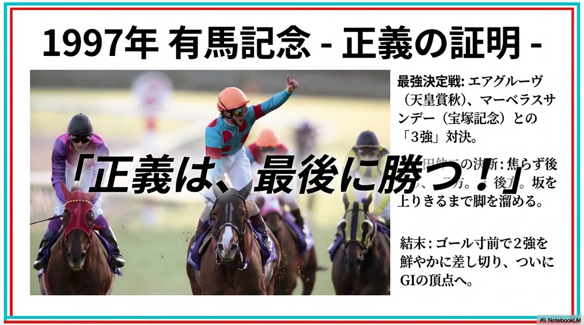 97年第42回有馬記念優勝シルクジャスティス単勝馬券 シルクジャスティス ―正義は、最後に勝つ―｜ハサミおじさん
