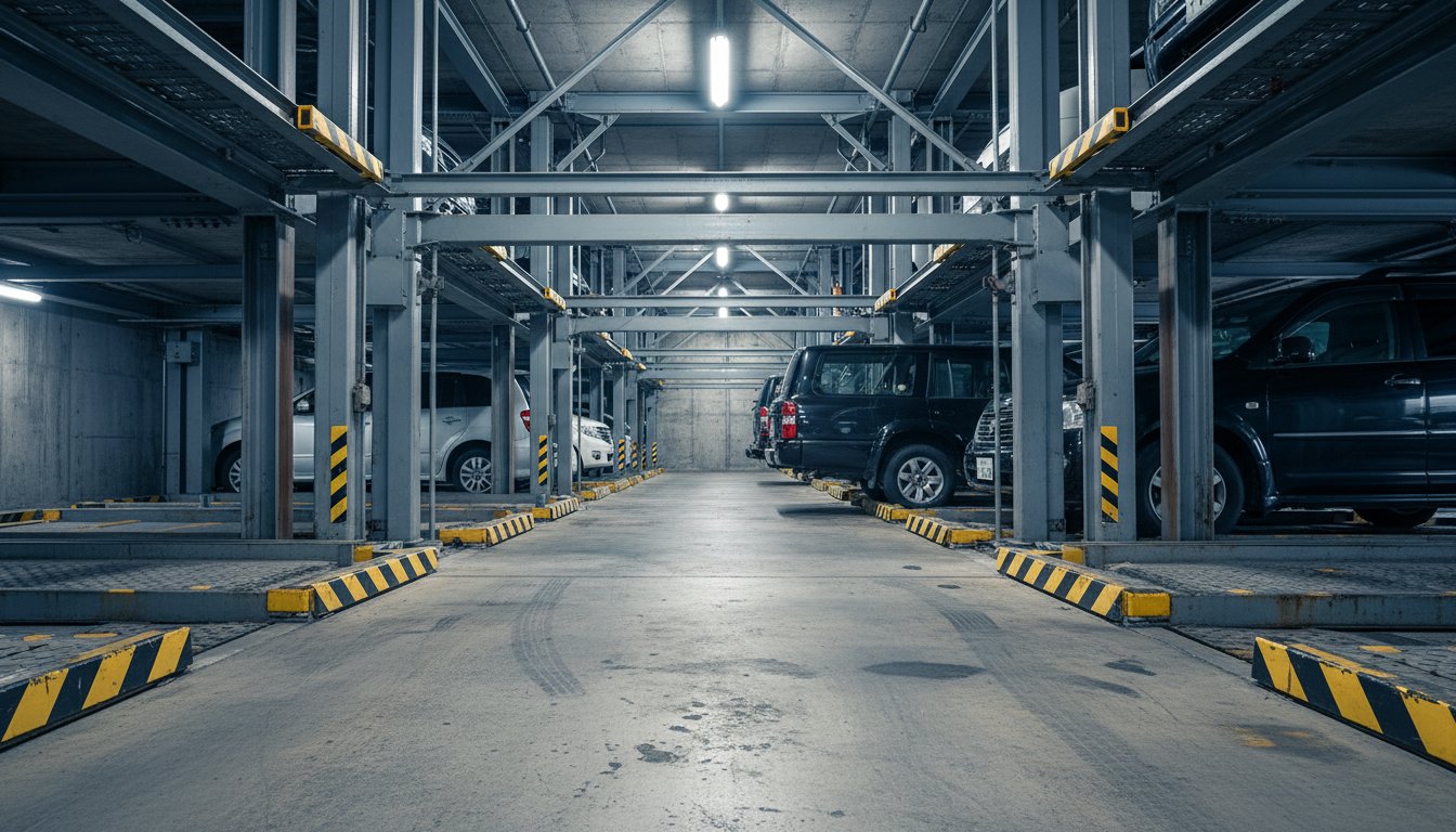 立体駐車場でのサイズ制限と車両の配置イメージ