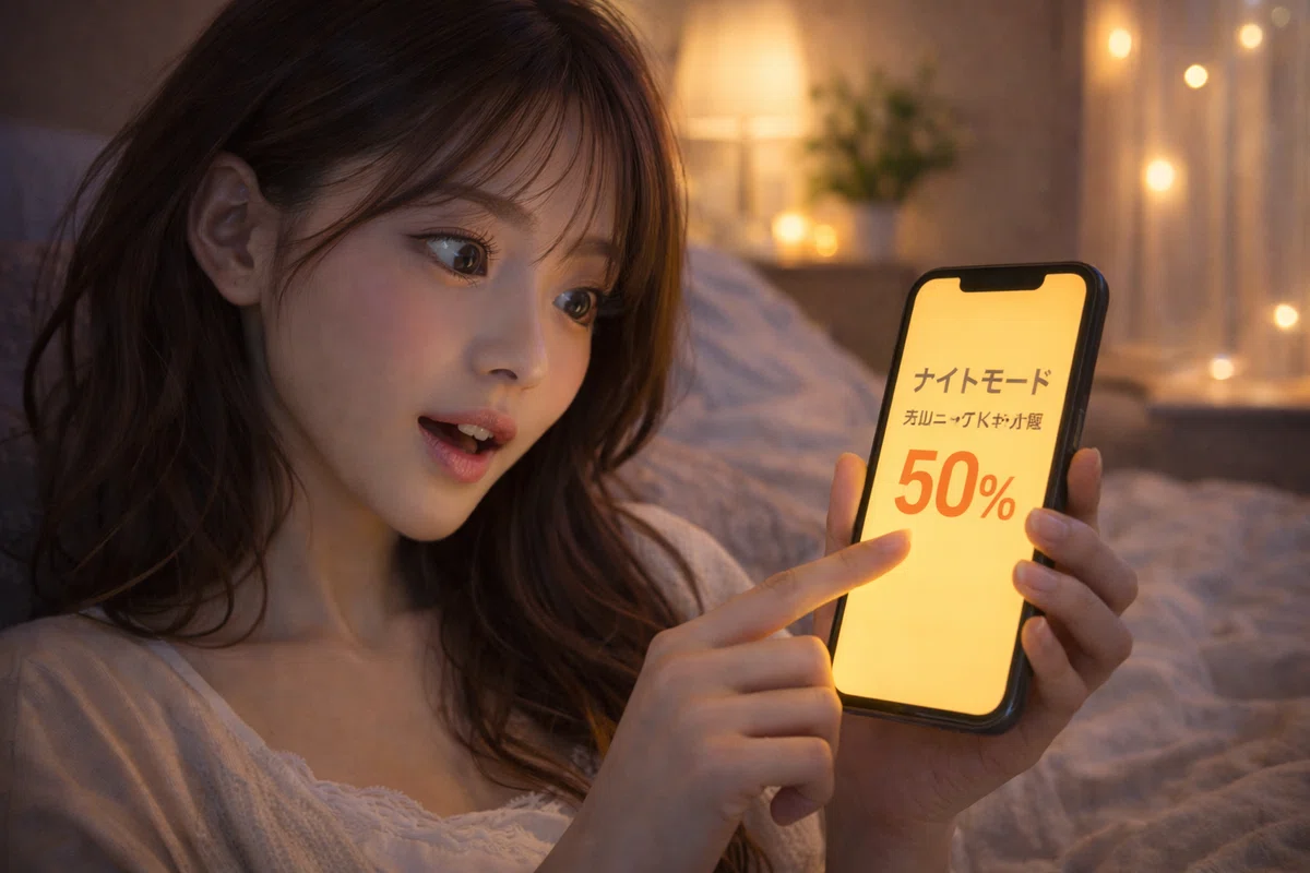 ナイトモードのブルーライトカット率は何%?