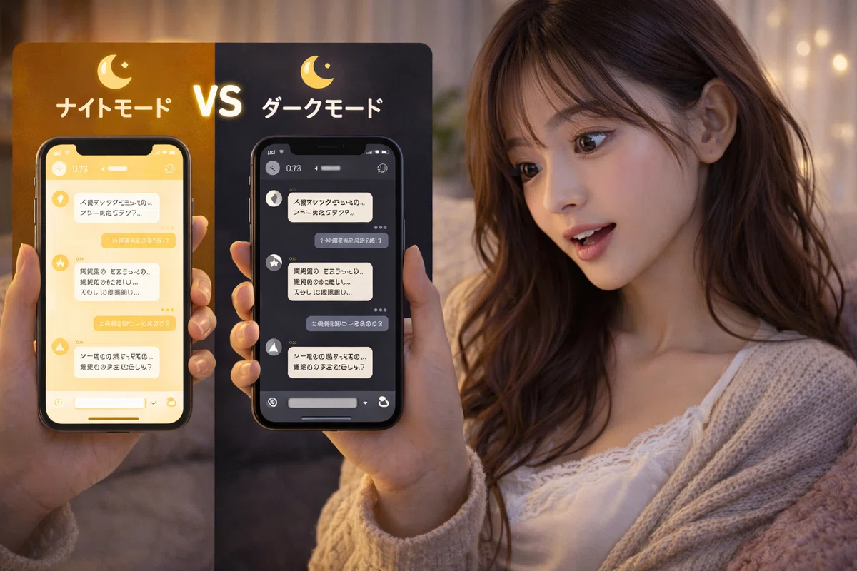 画面のナイトモードとダークモードの違い(ここが混乱ポイント)