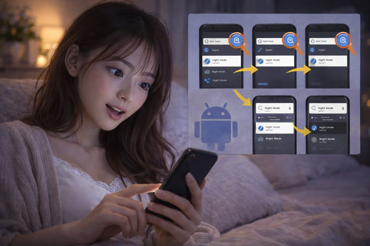 Androidのナイトモード設定:機種差があっても迷わない探し方