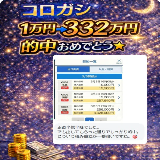 ?コロガシマガジン3月3日的中結果?｜蒼海 ルナ
